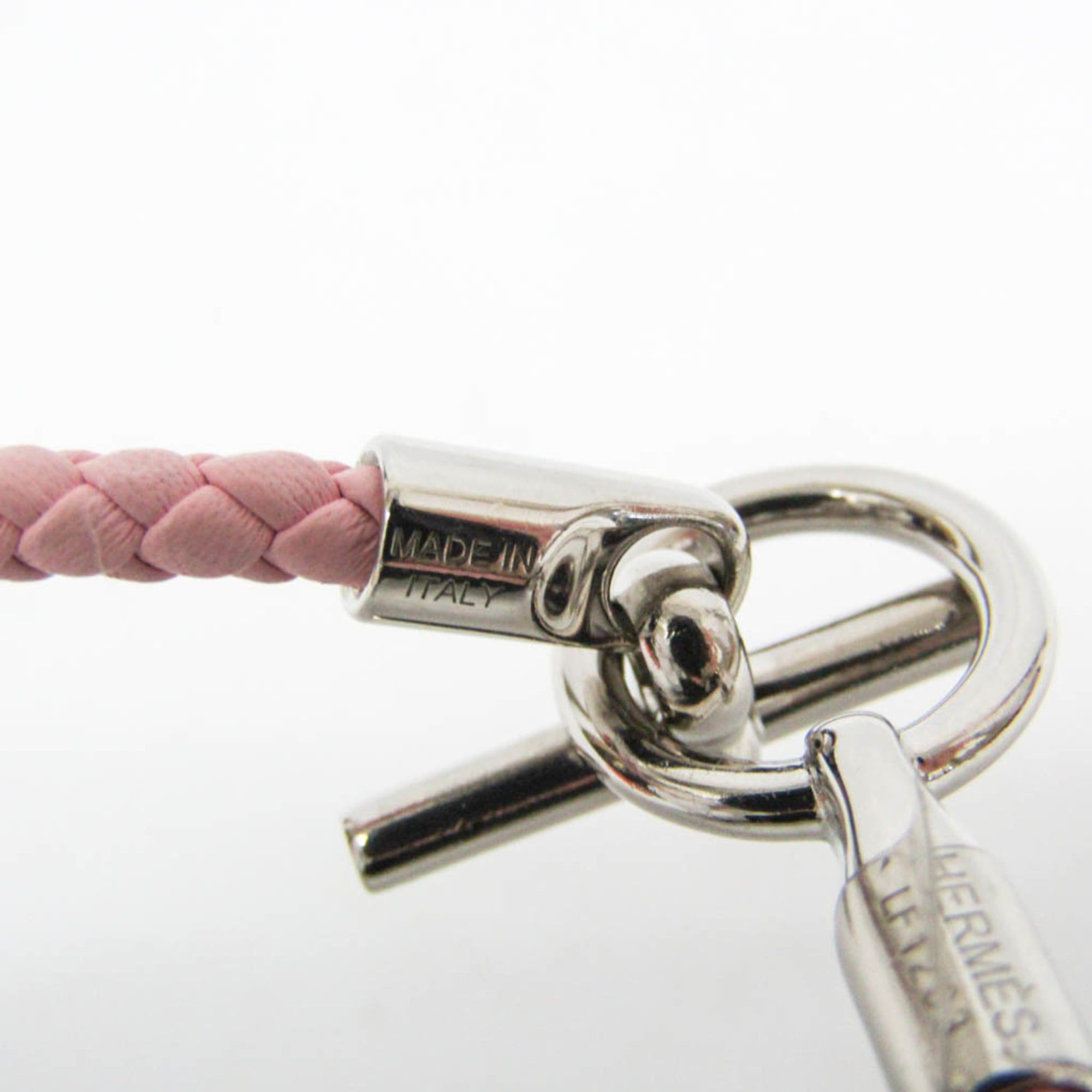 Hermes Hermes Glennan H071681F Leather,Metal Bangle Silver,Pink Size ONE SIZE - 8 Thumbnail