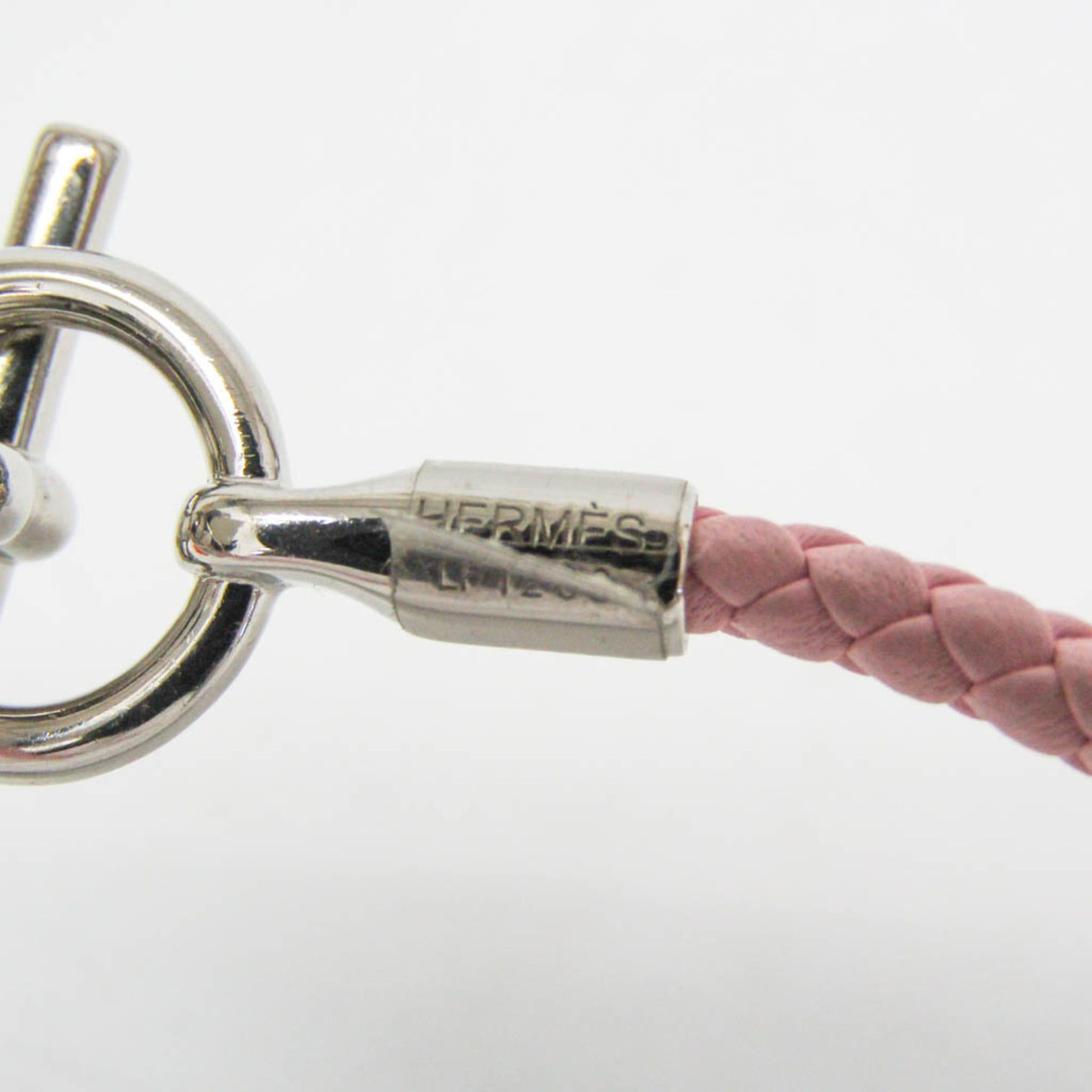 Hermes Hermes Glennan H071681F Leather,Metal Bangle Silver,Pink Size ONE SIZE - 7 Thumbnail