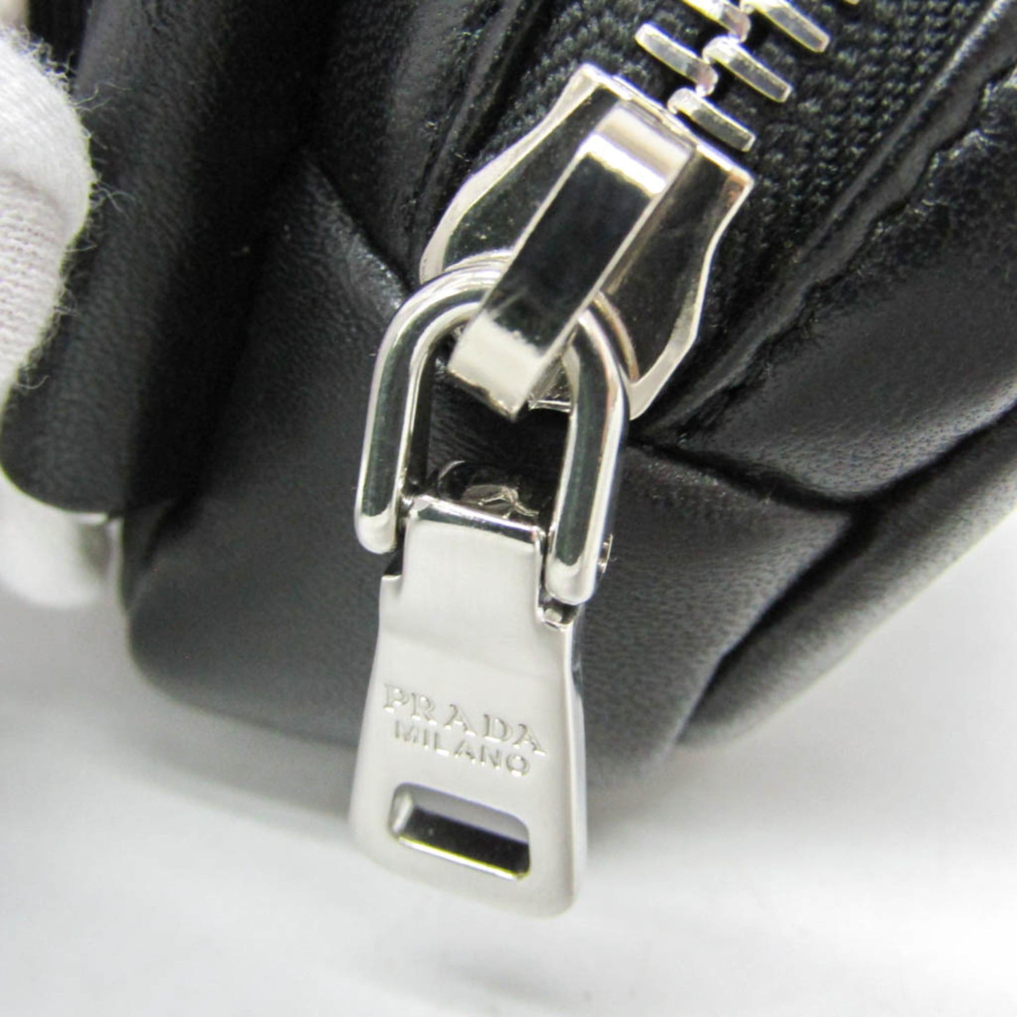 Prada Prada Belt Pouch 1TT137 Women,Men Leather Pouch Black Size ONE SIZE - 8 Thumbnail