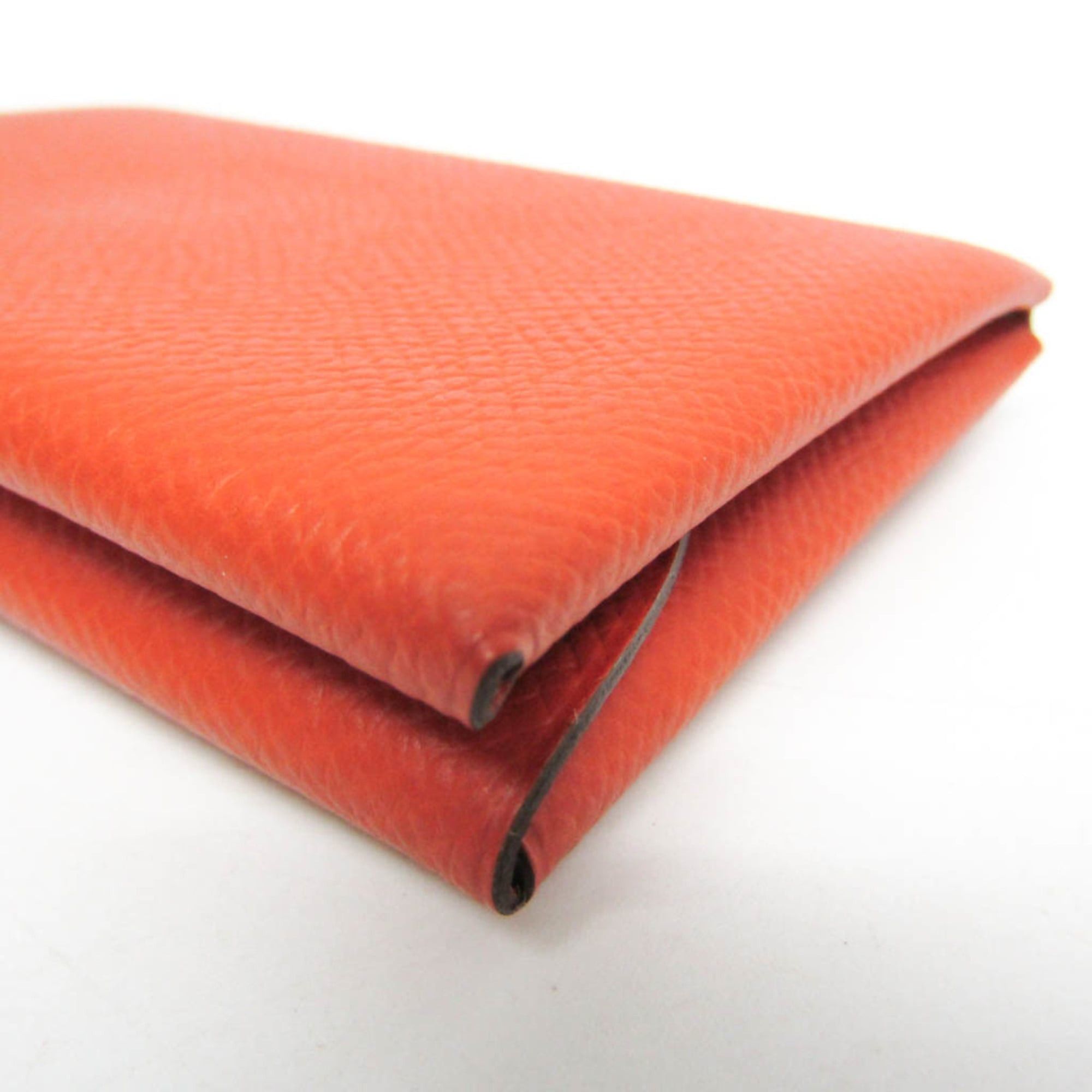 Hermes Hermes Calvi Duo Epsom Leather Card Case Red Brown Size ONE SIZE - 7 Thumbnail