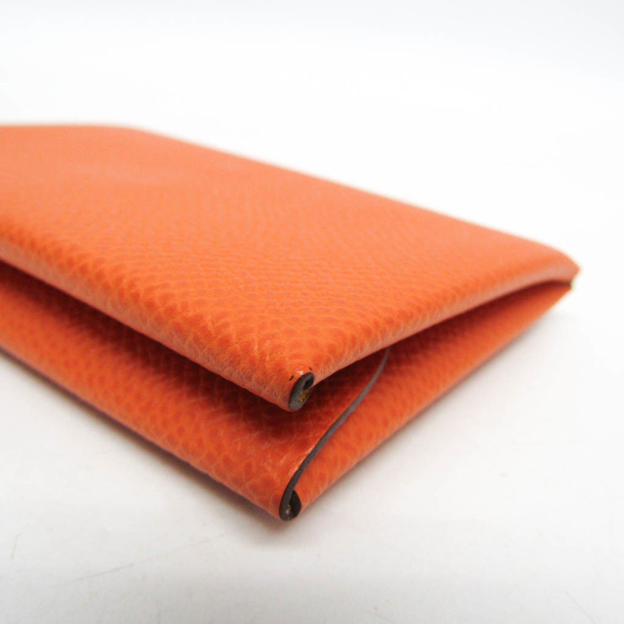 Hermes Hermes Calvi Duo Verso Epsom Leather Card Case Orange,Yellow Size ONE SIZE - 8 Thumbnail