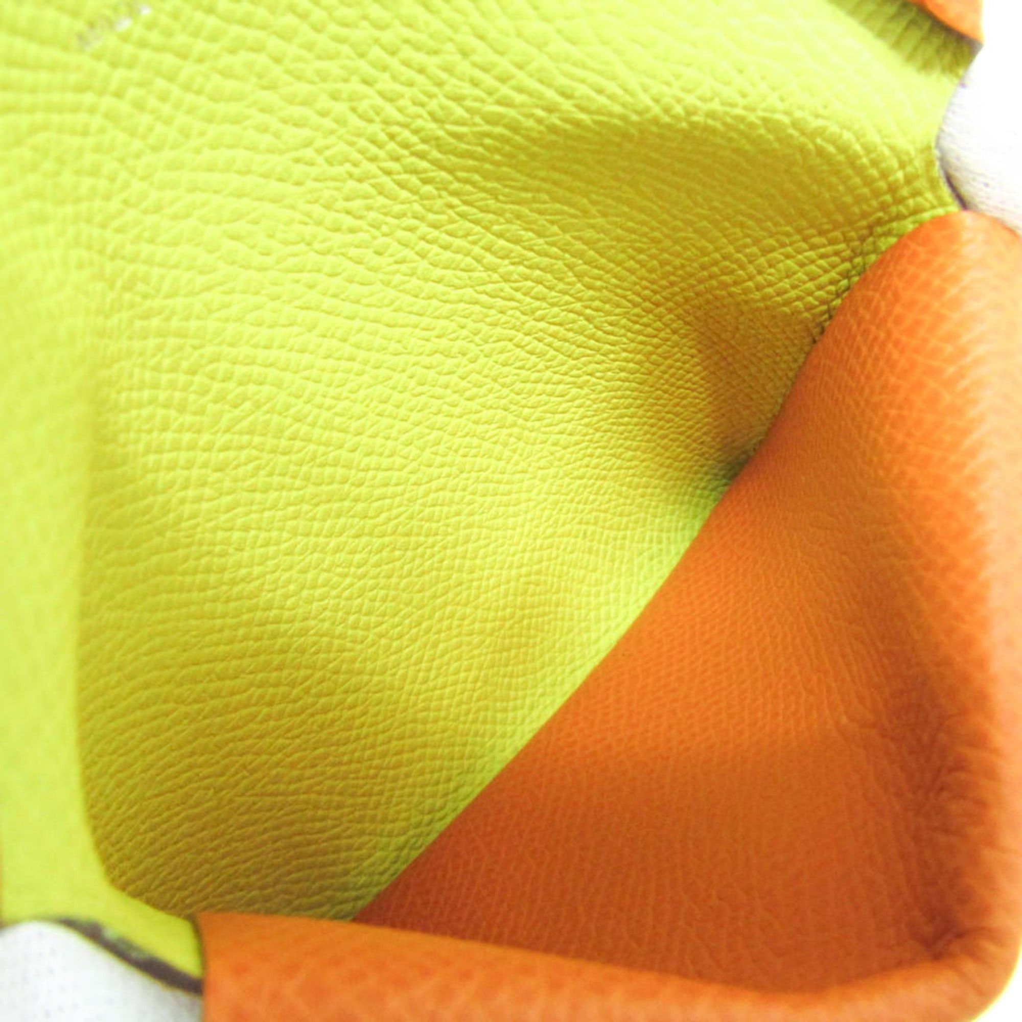Hermes Hermes Calvi Duo Verso Epsom Leather Card Case Orange,Yellow Size ONE SIZE - 6 Thumbnail