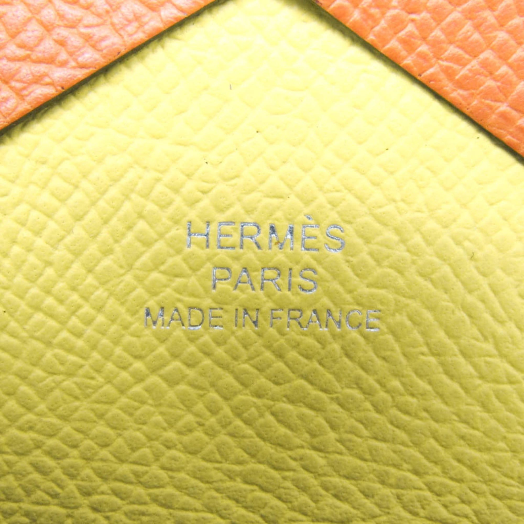 Hermes Hermes Calvi Duo Verso Epsom Leather Card Case Orange,Yellow Size ONE SIZE - 10 Thumbnail