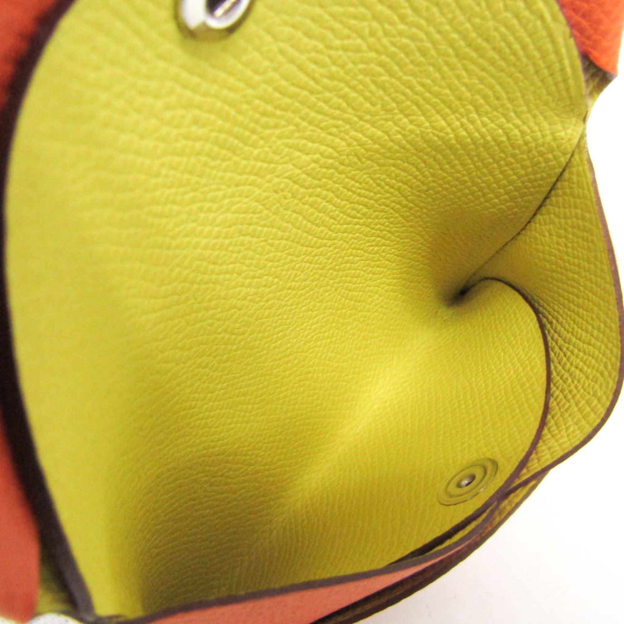 Hermes Hermes Calvi Duo Verso Epsom Leather Card Case Orange,Yellow Size ONE SIZE - 5 Thumbnail