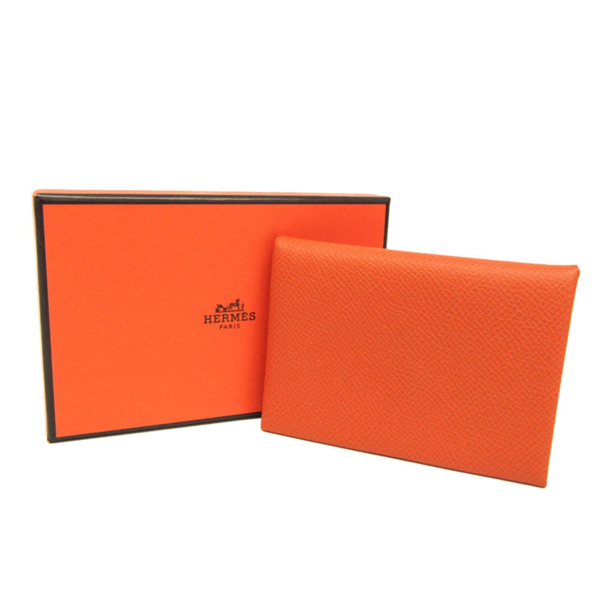Hermes Hermes Calvi Duo Verso Epsom Leather Card Case Orange,Yellow Size ONE SIZE - 2 Thumbnail