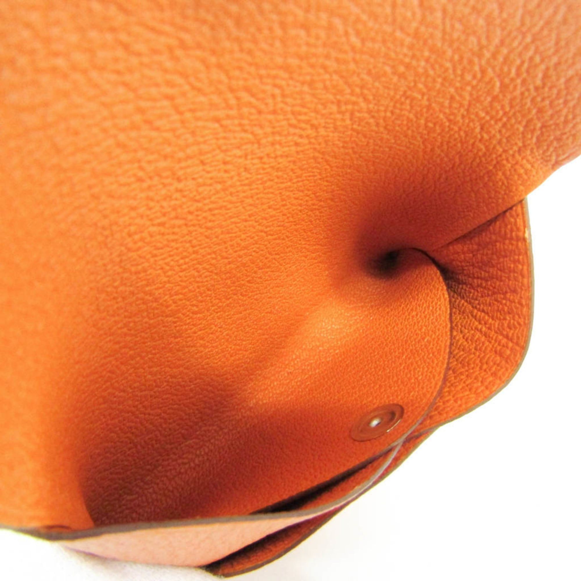Hermes Hermes Calvi Duo Chevre Leather Card Case Orange Size ONE SIZE - 5 Thumbnail