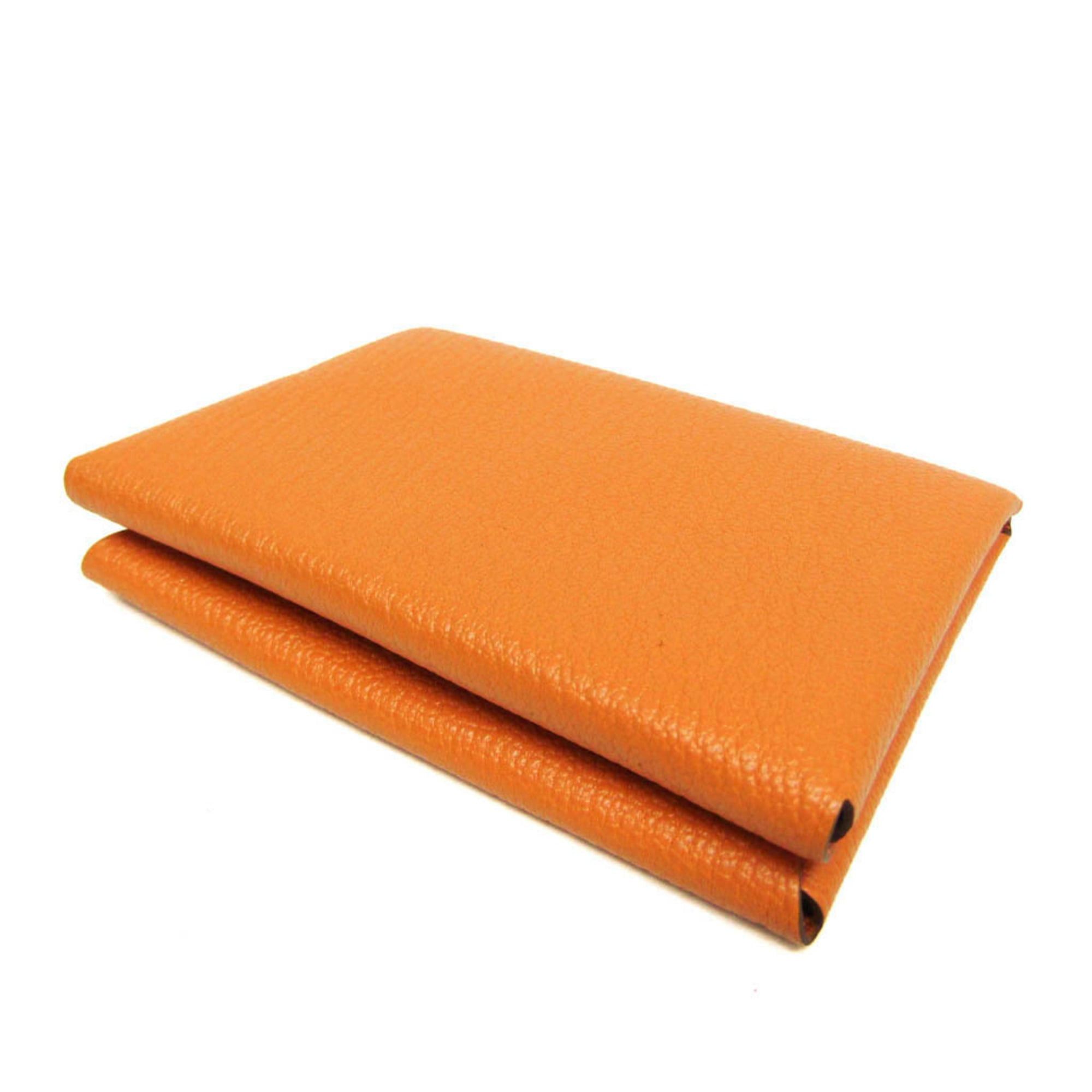 Hermes Hermes Calvi Duo Chevre Leather Card Case Orange Size ONE SIZE - 3 Thumbnail