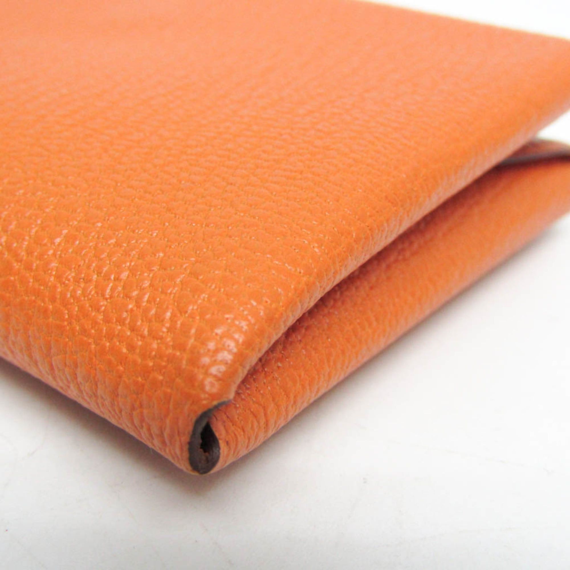 Hermes Hermes Calvi Duo Chevre Leather Card Case Orange Size ONE SIZE - 8 Thumbnail