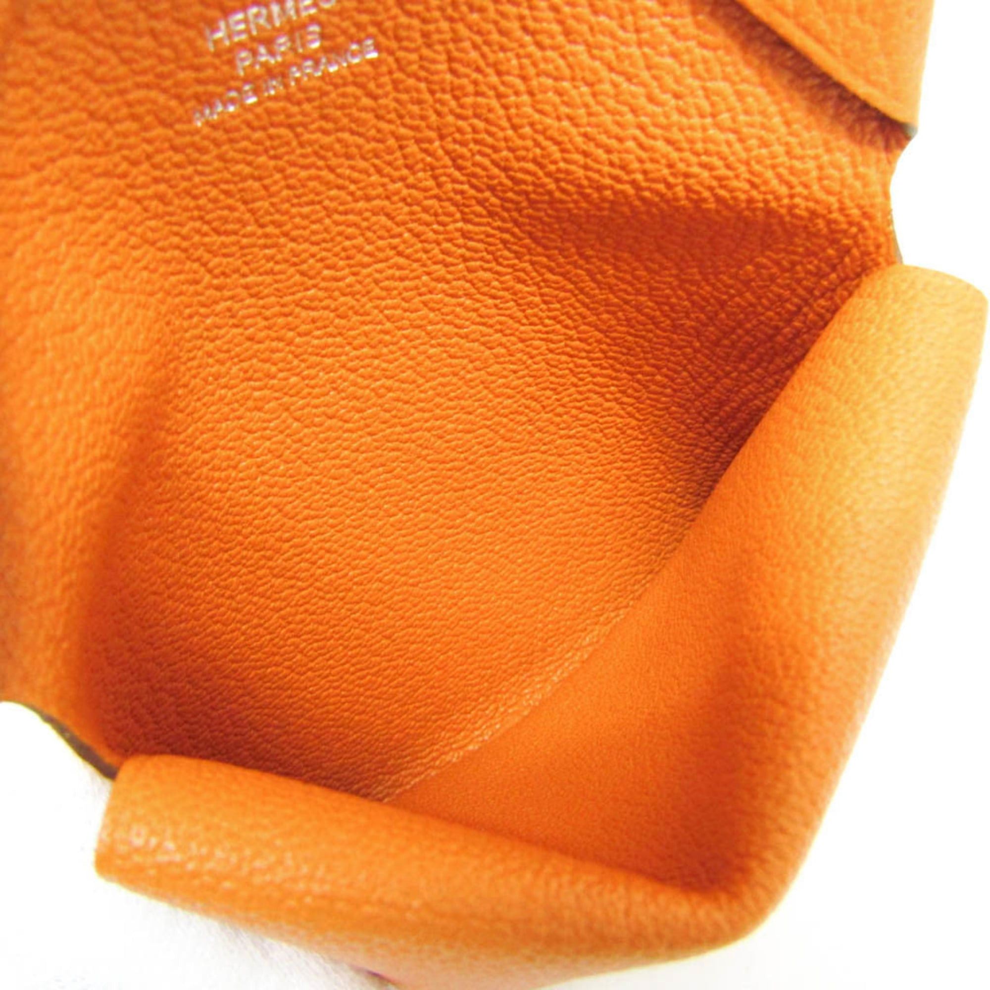 Hermes Hermes Calvi Duo Chevre Leather Card Case Orange Size ONE SIZE - 6 Thumbnail