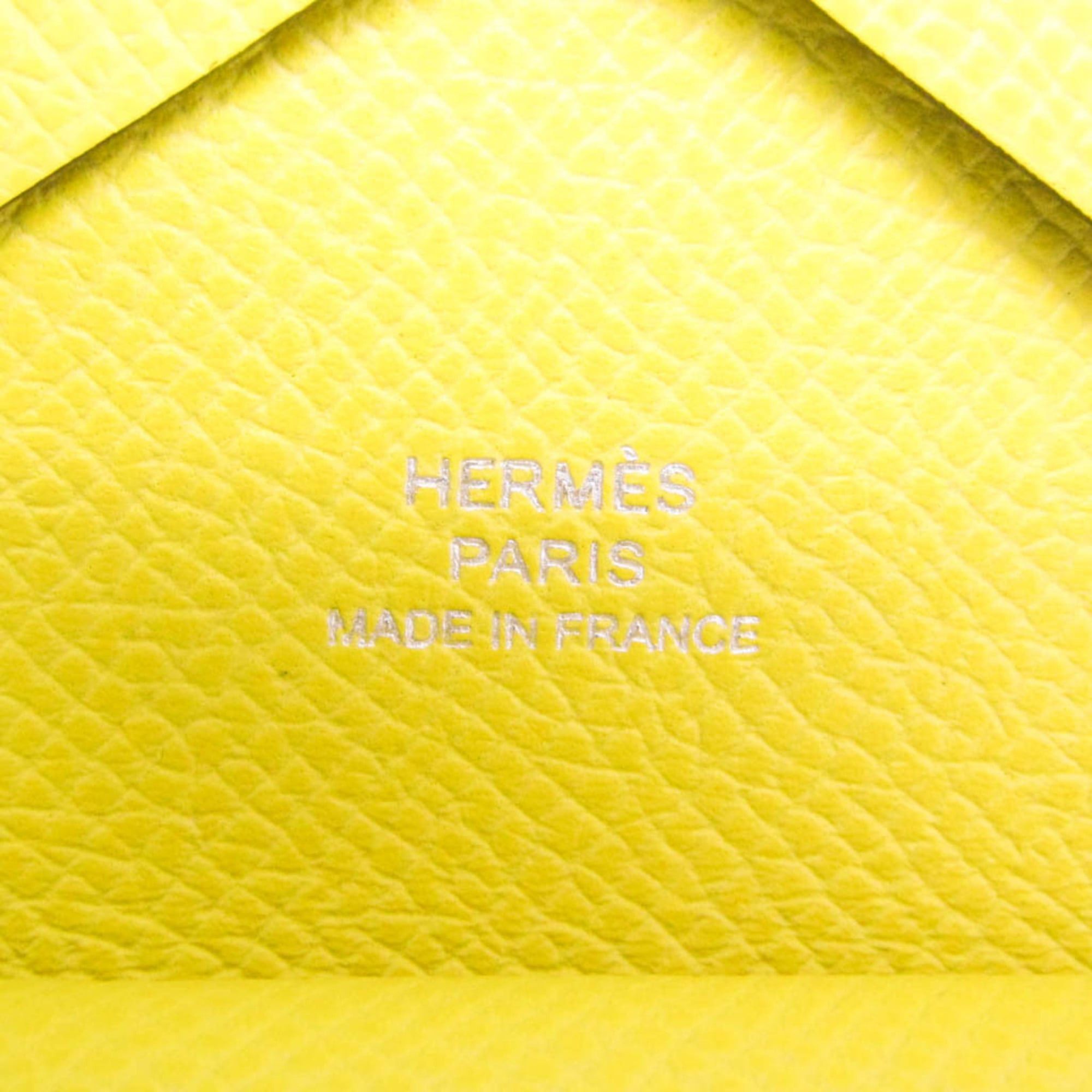 Hermes Hermes Calvi Duo Epsom Leather Card Case Yellow Size ONE SIZE - 10 Thumbnail