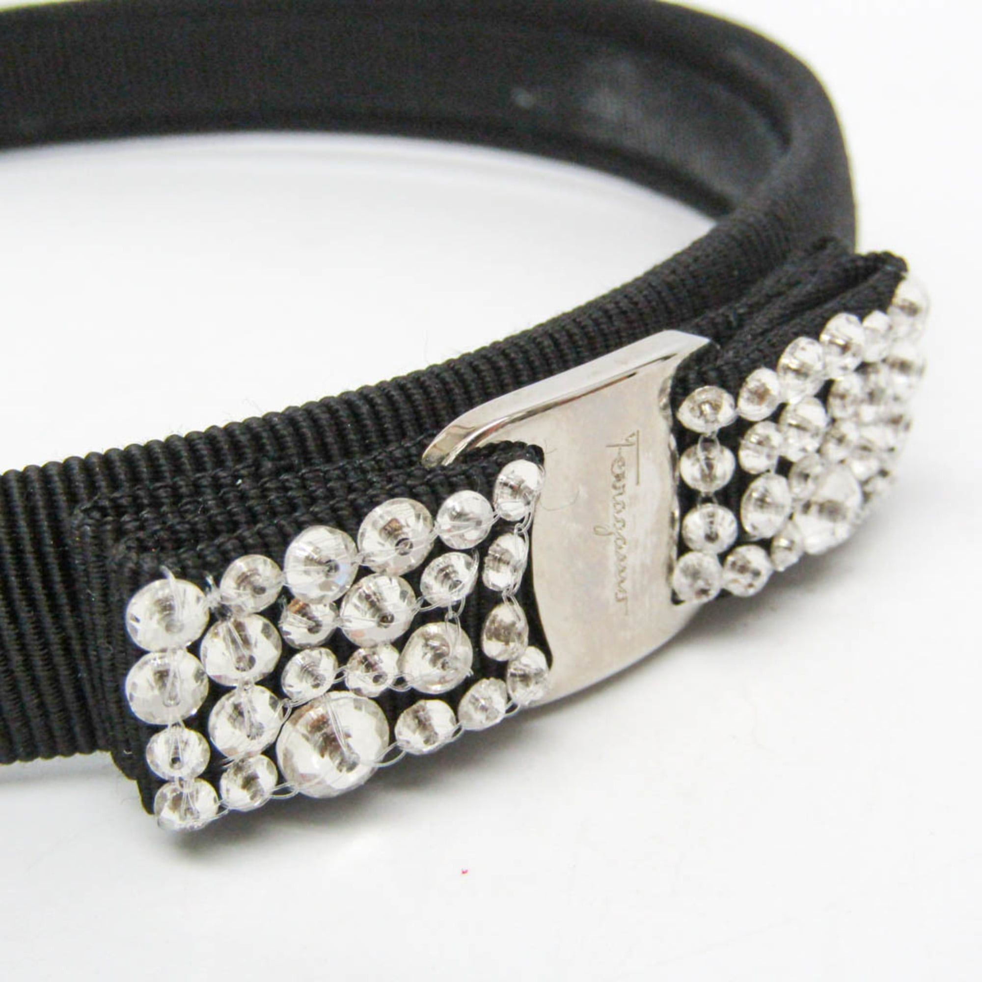 Salvatore Ferragamo Salvatore Ferragamo Vara Rhinestone Cotton,Metal Women's Alice Band Black Size ONE SIZE - 5 Thumbnail