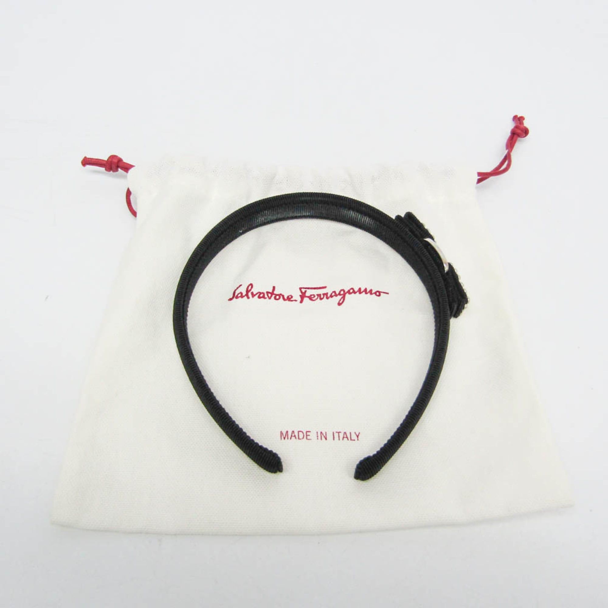 Salvatore Ferragamo Salvatore Ferragamo Vara Rhinestone Cotton,Metal Women's Alice Band Black Size ONE SIZE - 2 Thumbnail