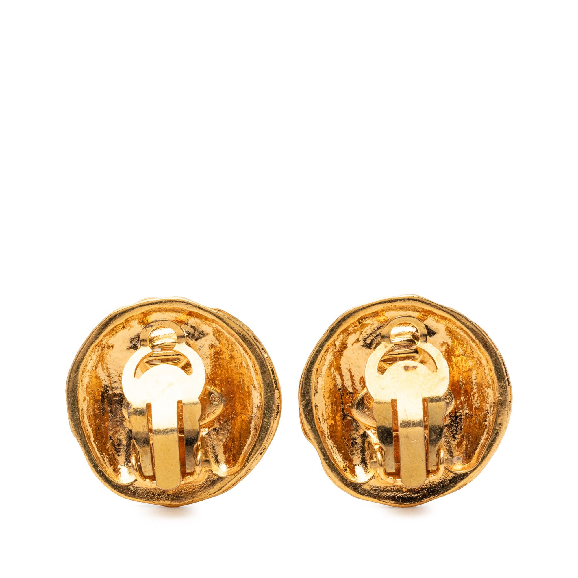 Chanel Chanel CC Gold Plated Round Clip On Earrings Size ONE SIZE - 2 Thumbnail