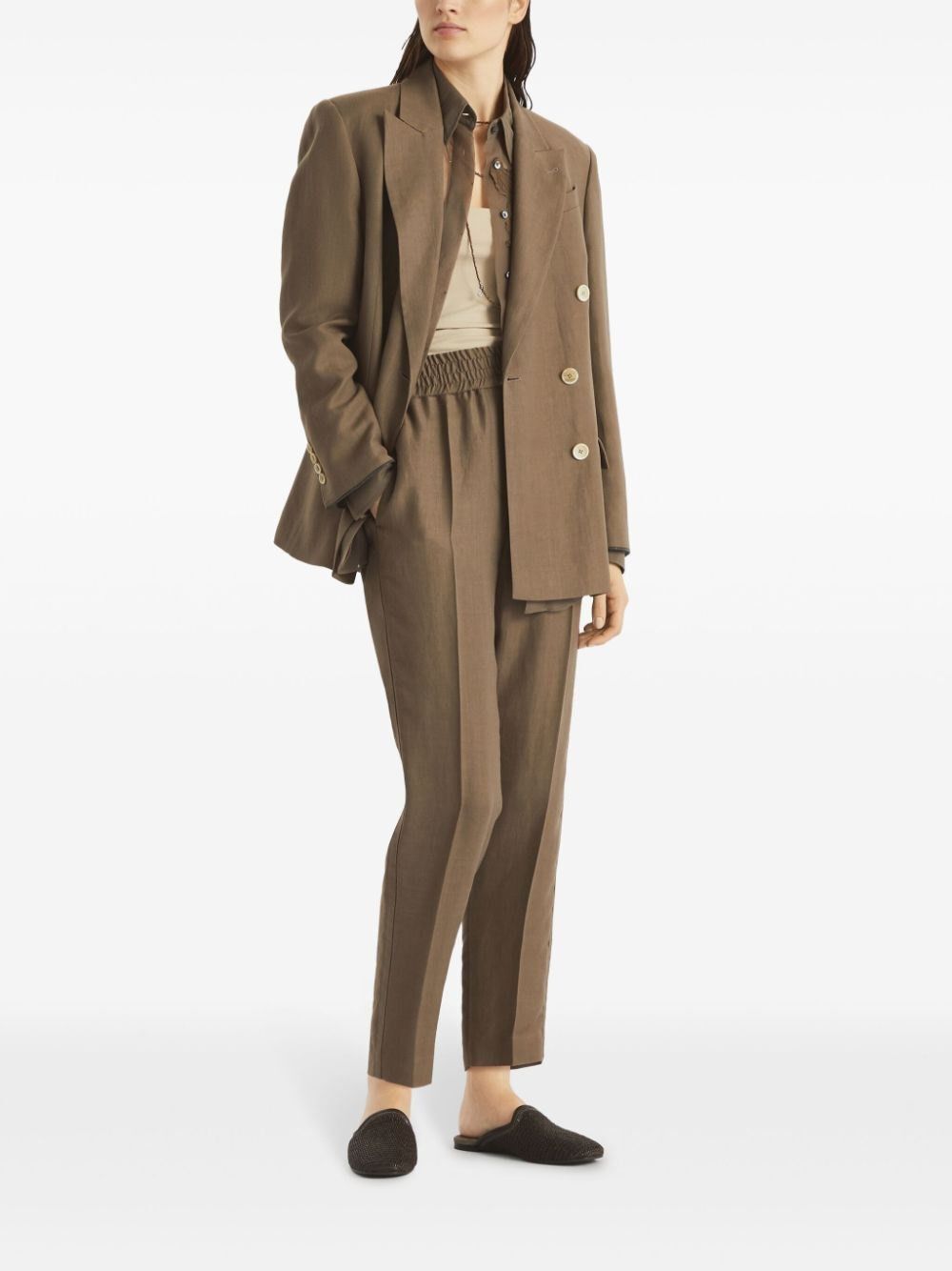 Brunello Cucinelli Viscose And Linen Fluid Twill Baggy Pull-On Pants Size 34" / US 12 / IT 48 - 2 Thumbnail
