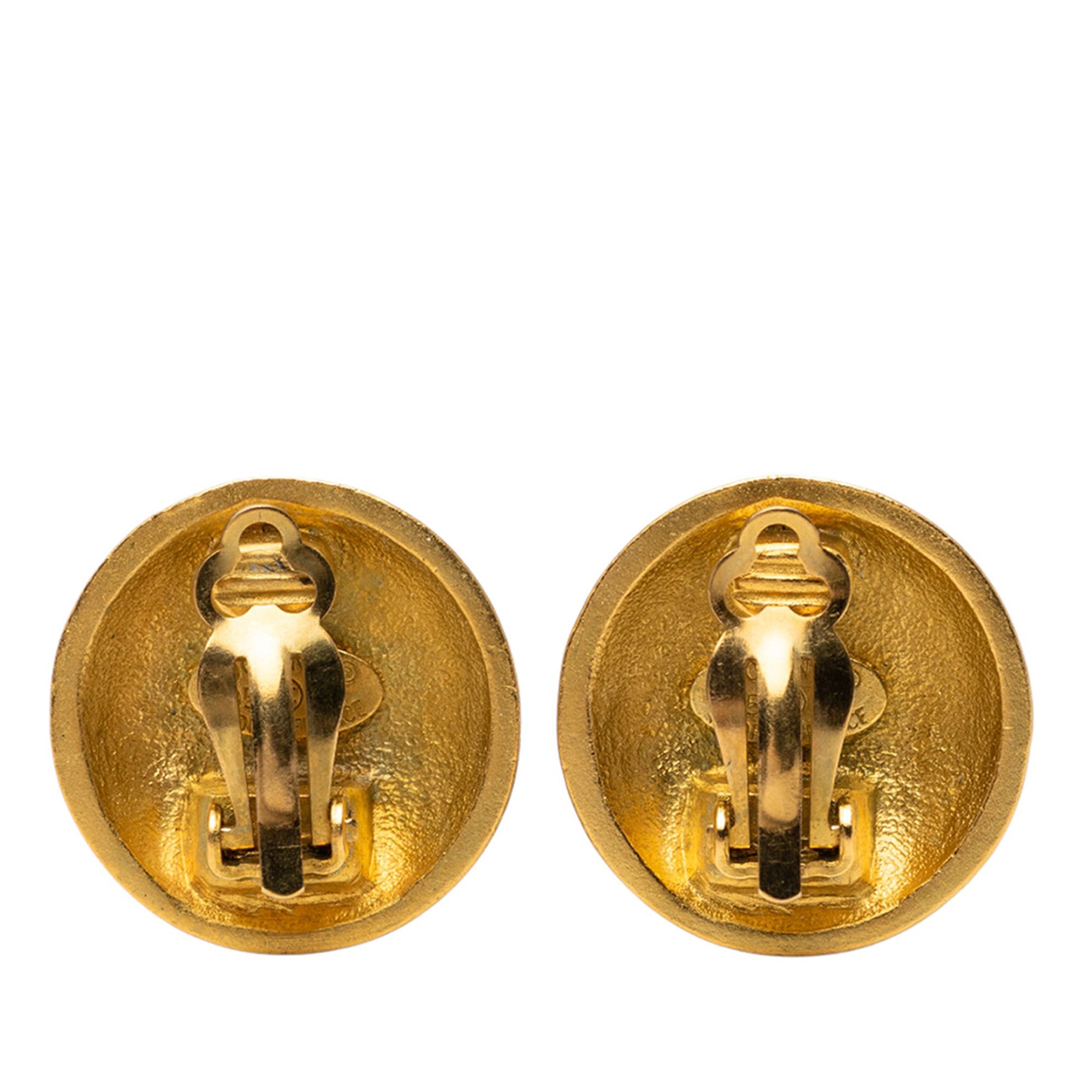 Chanel Chanel CC Gold Plated Button Clip On Earrings Size ONE SIZE - 2 Thumbnail