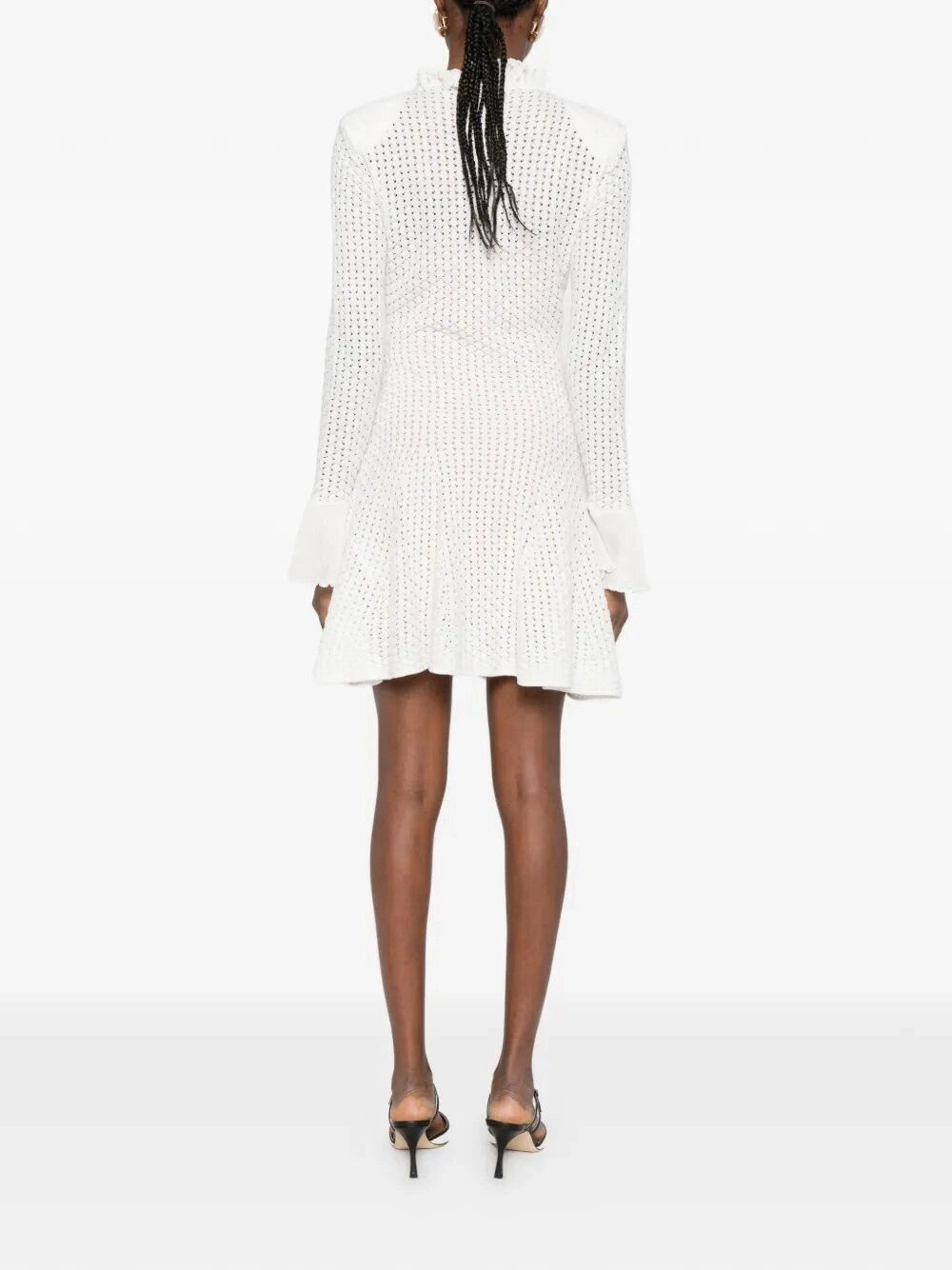 Self-Portrait Pointelle Knit Mini Dress Size L / US 10 / IT 46 - 3 Thumbnail