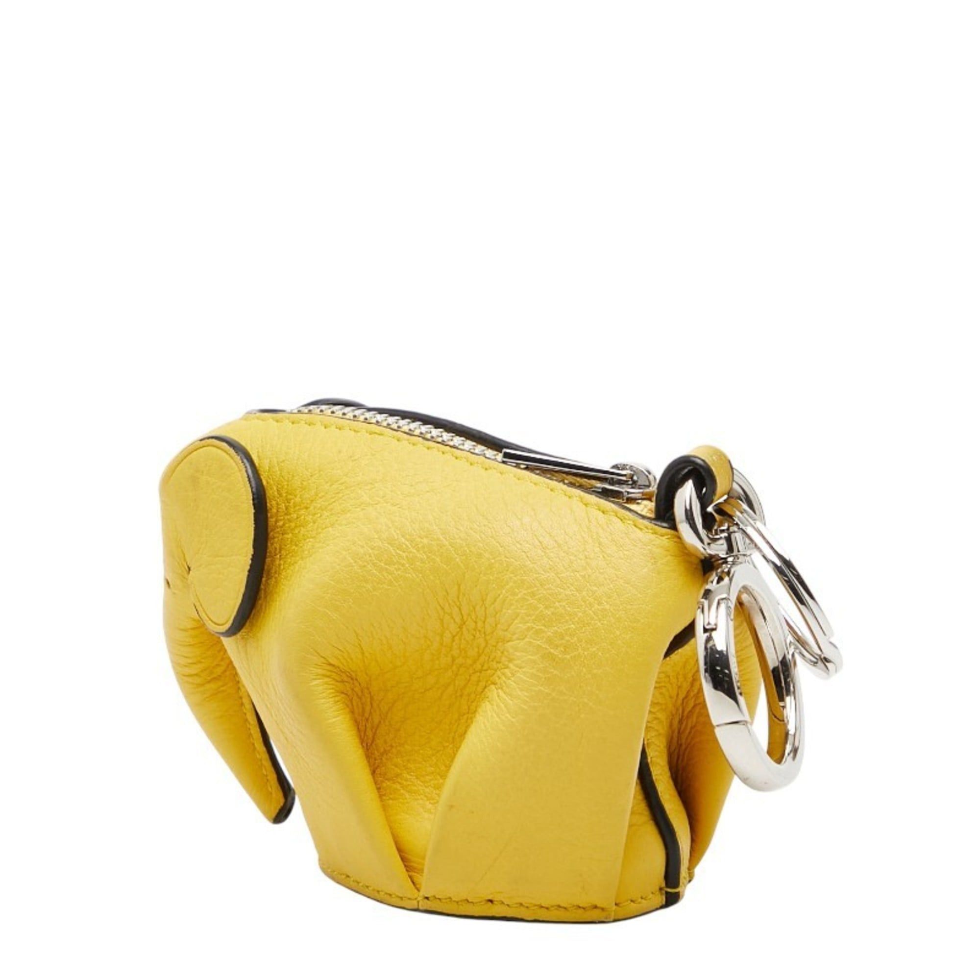 Loewe LOEWE Elephant Wallet/Coin Case Charm Key Ring Yellow Leather Women's Size ONE SIZE - 2 Thumbnail