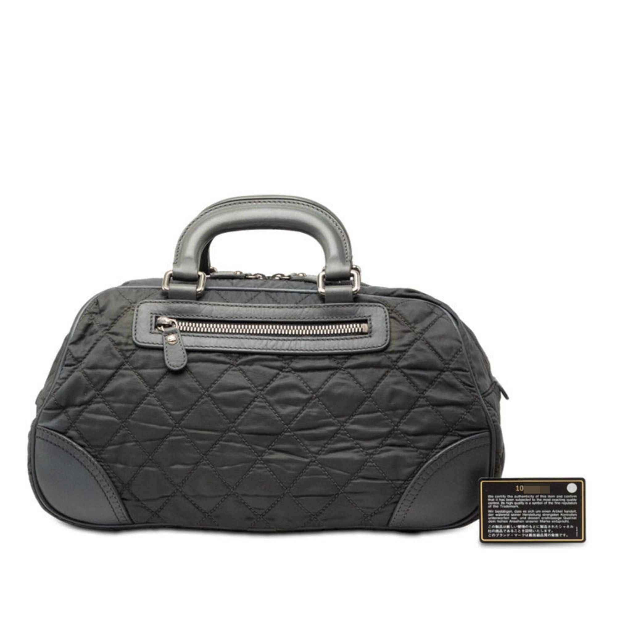 Chanel Chanel Paris-New York Line Coco Mark Boston Bag Handbag Gray Nylon Leather Women's CHANEL Size ONE SIZE - 7 Thumbnail