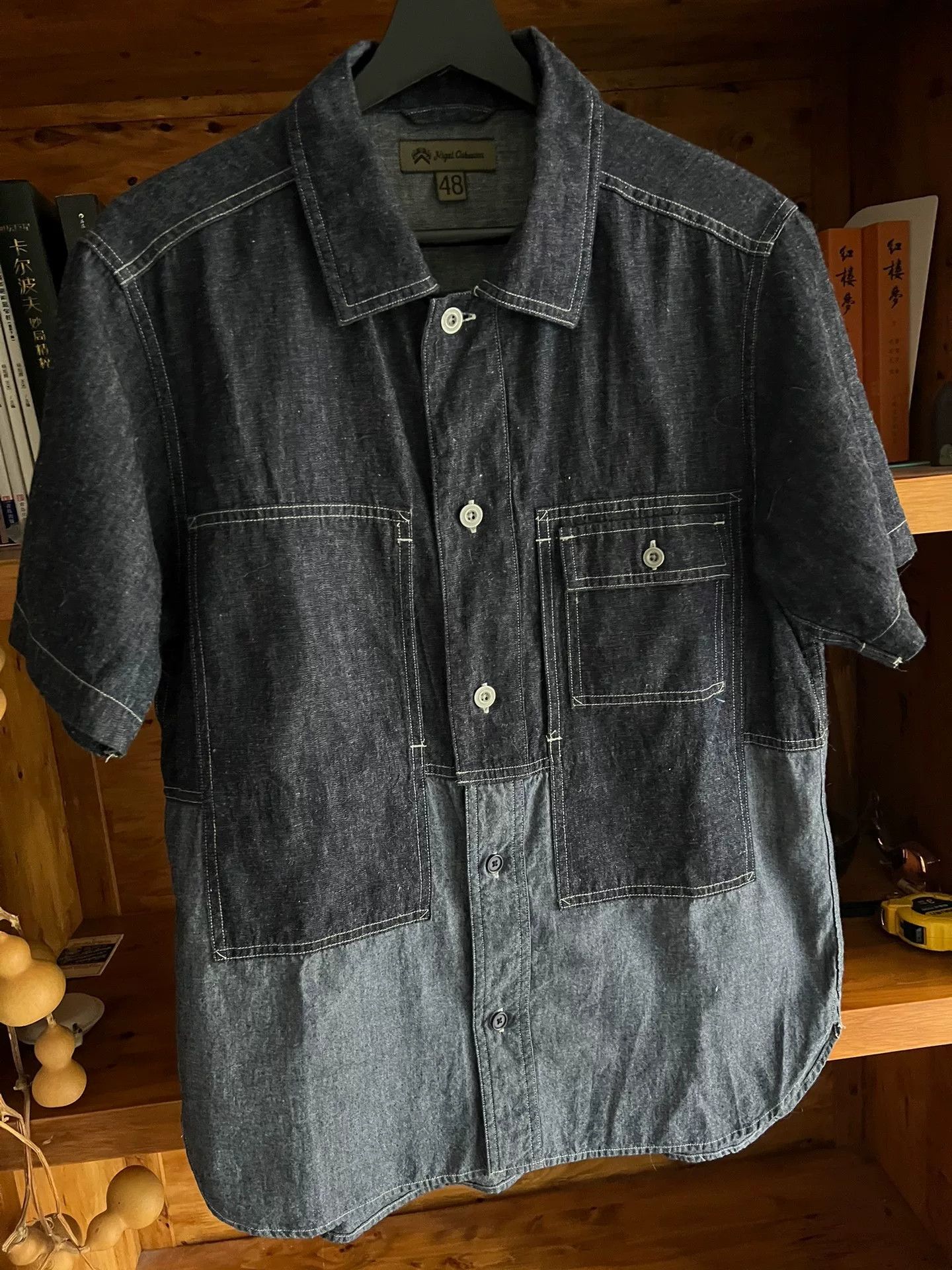 RRL Ralph Lauren Nigel Cabourn Short Sleeve Denim Shirt Size US M / EU 48-50 / 2 - 2 Thumbnail