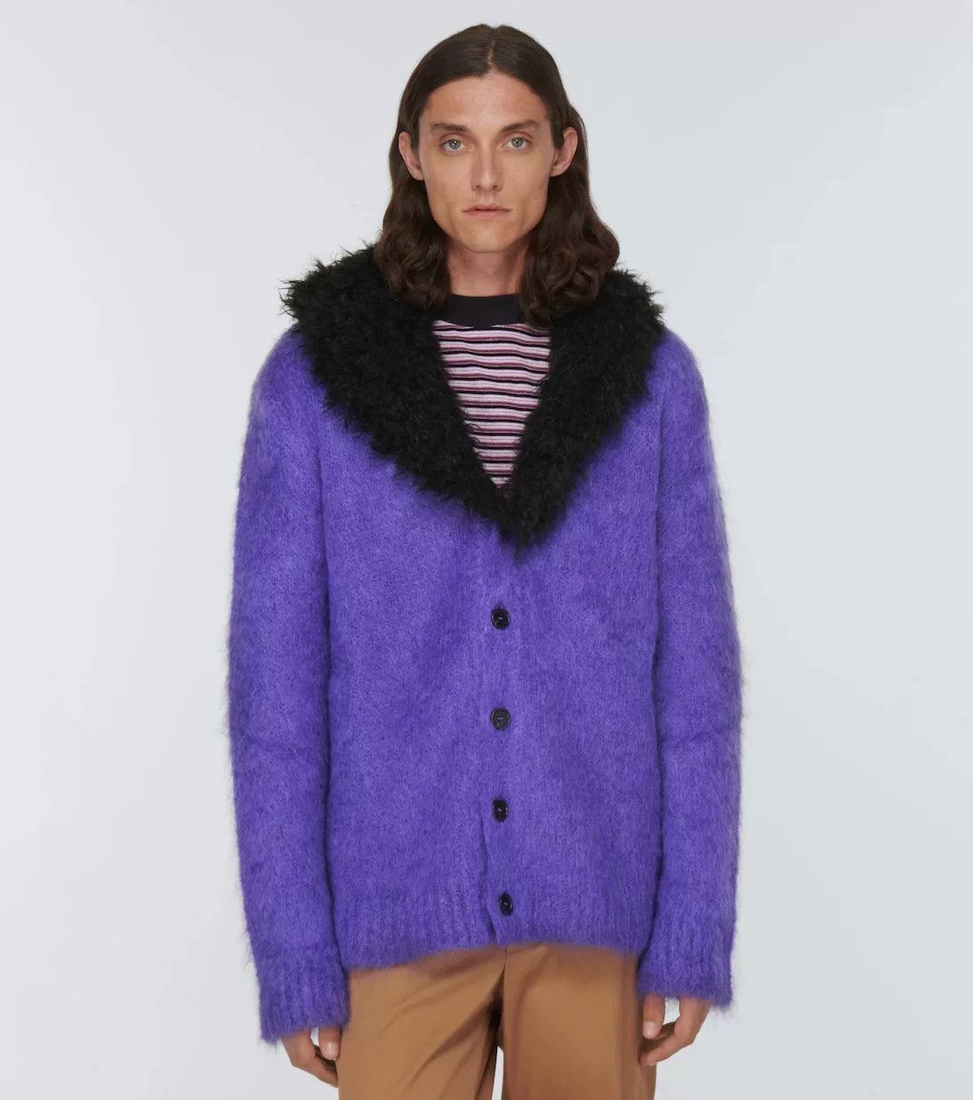Marni Marni Mohair Blend Cardigan with Fur Collar Size L / US 10 / IT 46 - 6 Thumbnail