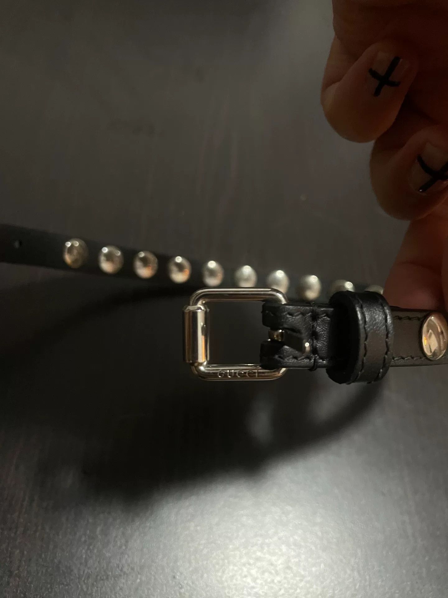 Gucci GUCCI Studded Leather Choker Necklace Size ONE SIZE - 3 Thumbnail