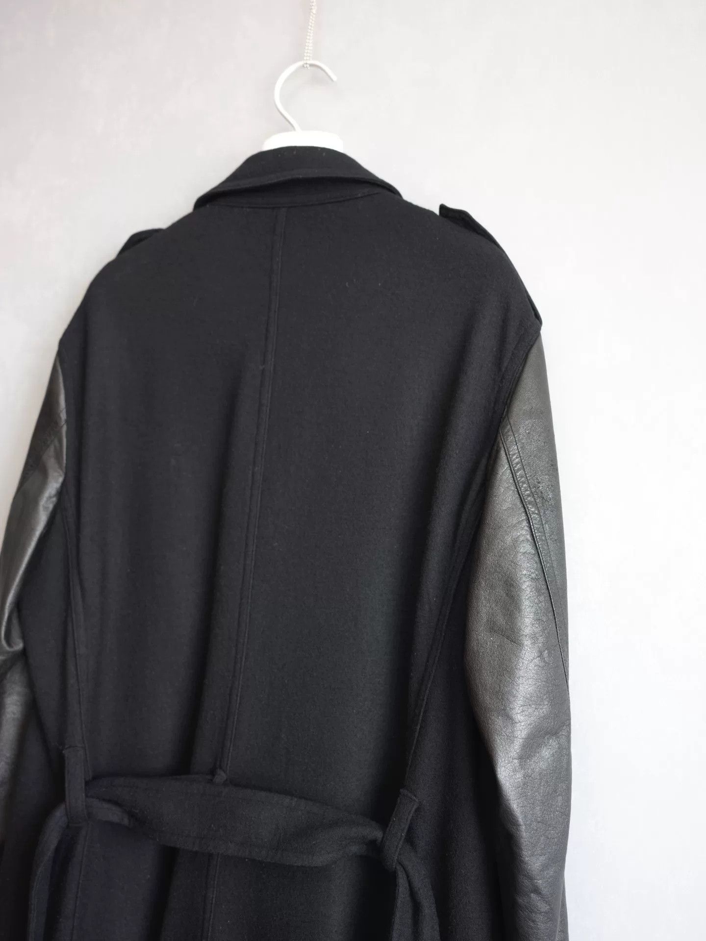 Yohji Yamamoto Yohji Yamamoto Wool Coat with Leather Sleeves Size US L / EU 52-54 / 3 - 6 Thumbnail