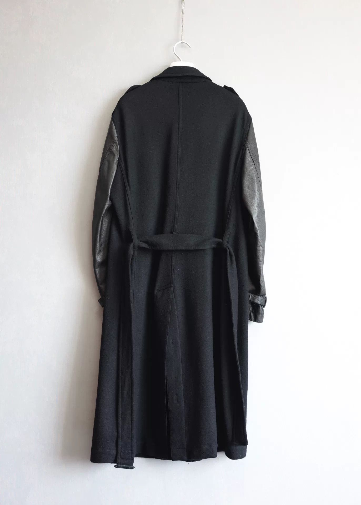 Yohji Yamamoto Yohji Yamamoto Wool Coat with Leather Sleeves Size US L / EU 52-54 / 3 - 2 Thumbnail