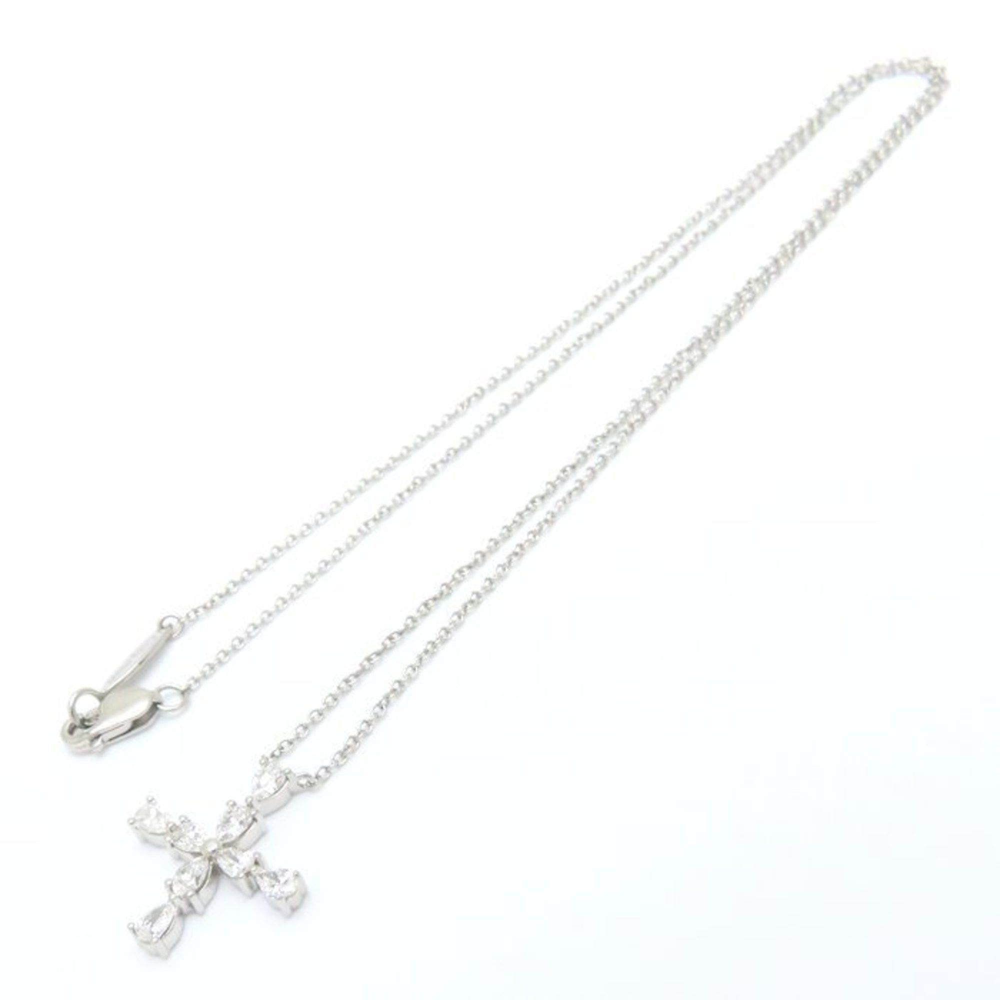 Harry Winston Harry Winston Pear-Shaped Mini Cross Necklace with Diamonds in Pt950 Platinum for Women, PEDPREMCPM 294798 Size ONE SIZE - 4 Thumbnail