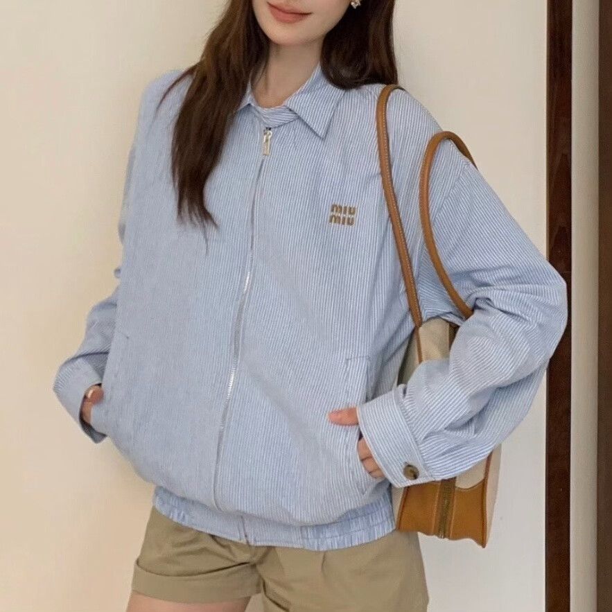 Miu Miu miu miu striped denim jacket with embroidery Size M / US 6-8 / IT 42-44 - 6 Thumbnail