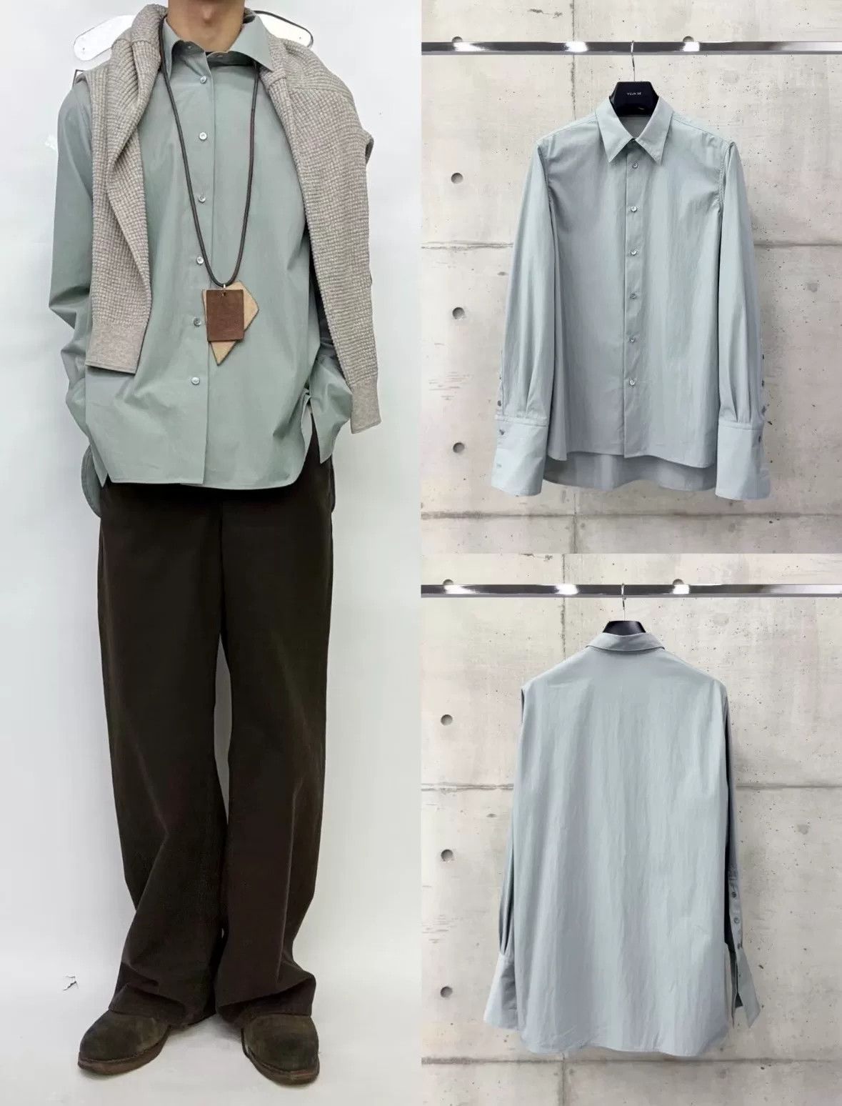Vuja De blue double cuff shirt in cotton poplin Size US M / EU 48-50 / 2 - 7 Thumbnail