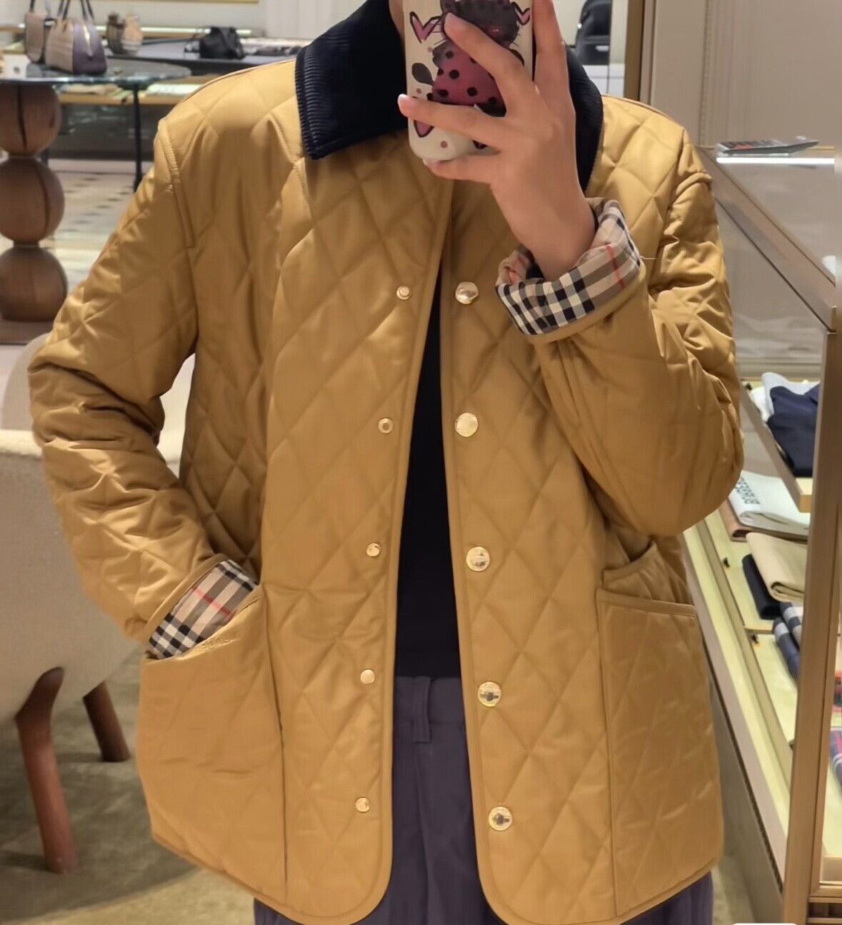 Burberry Burberry Women's Gold Cotton Long Coat Size XL / US 12-14 / IT 48-50 - 7 Thumbnail