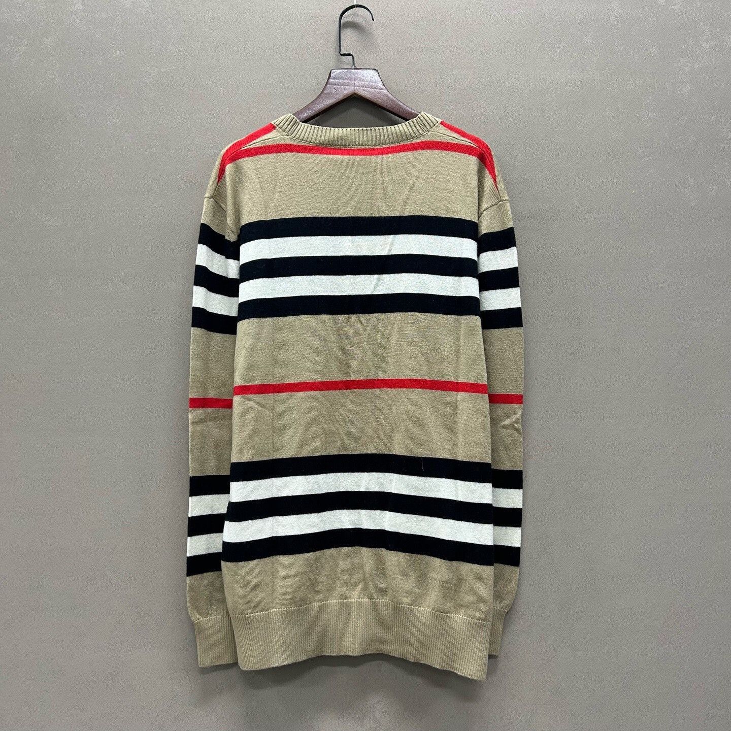 Burberry Classic Khaki Striped Merino Wool Cardigan Size S / US 4 / IT 40 - 2 Thumbnail