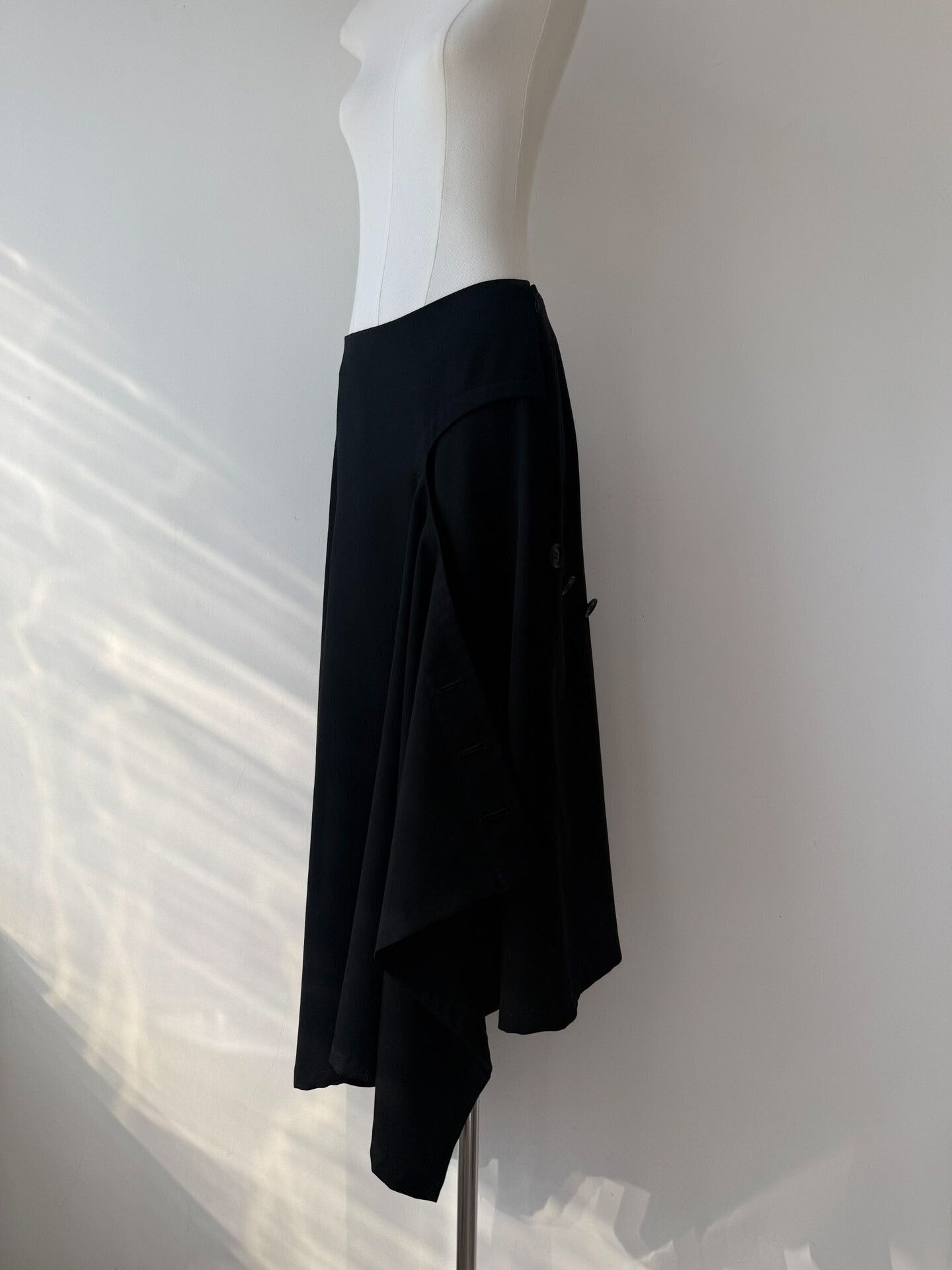 Y's Yohji Yamamoto Y's Black Asymmetrical Long Skirt Size 22" - 3 Thumbnail