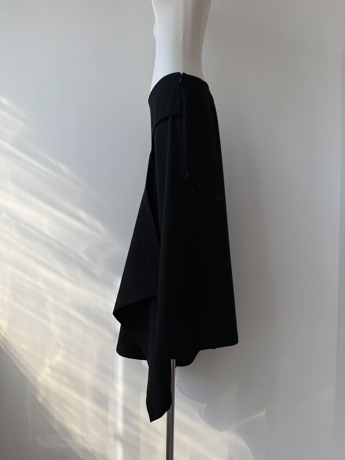 Y's Yohji Yamamoto Y's Black Asymmetrical Long Skirt Size 22" - 6 Thumbnail