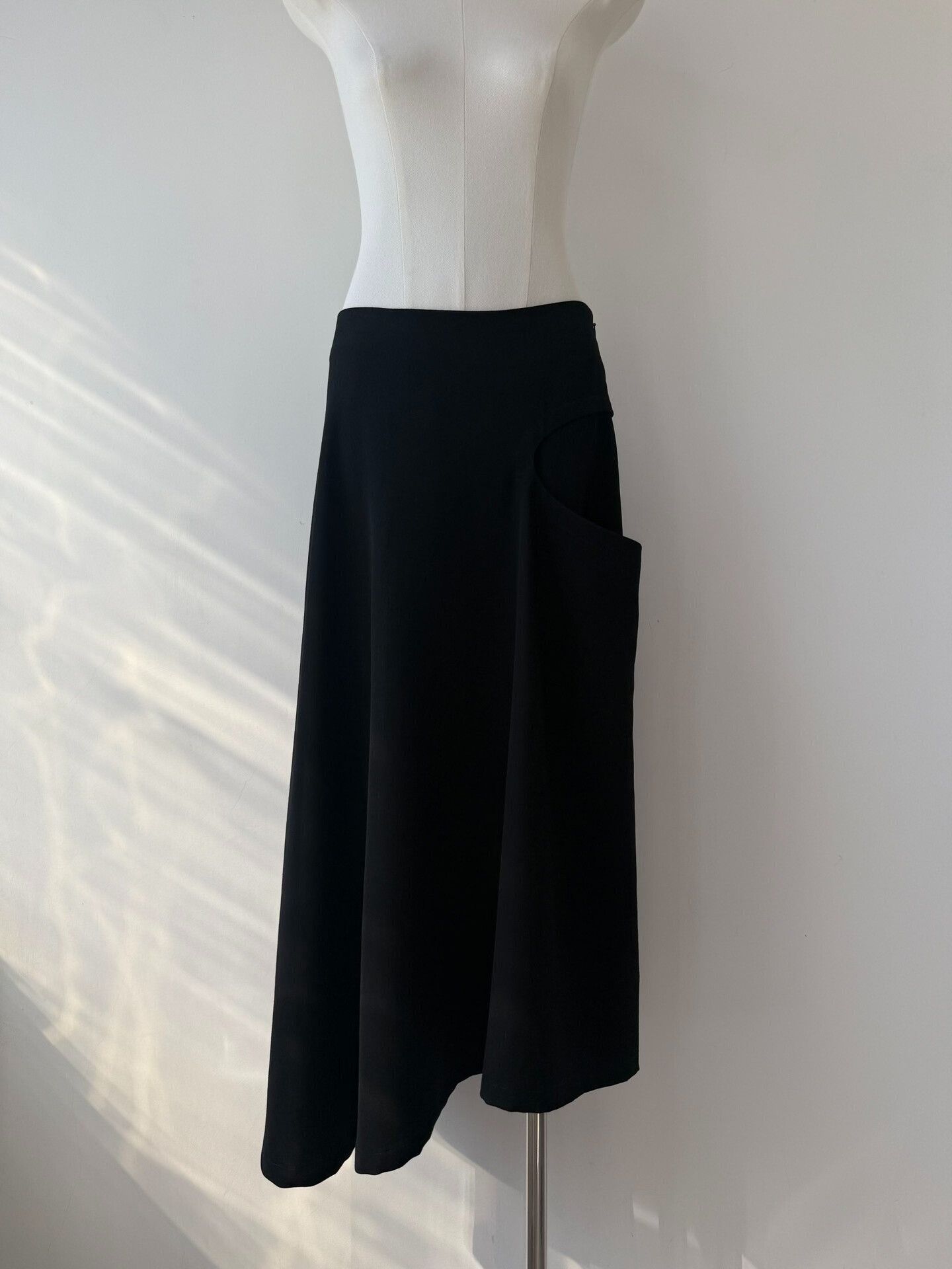 Y's Yohji Yamamoto Y's Black Asymmetrical Long Skirt Size 22" - 2 Thumbnail