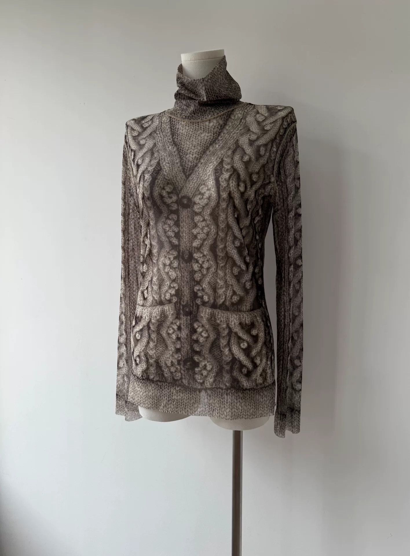 Jean Paul Gaultier Jean Paul Gaultier Sheer Knit High Collar Sweater Size L / US 10 / IT 46 - 3 Thumbnail