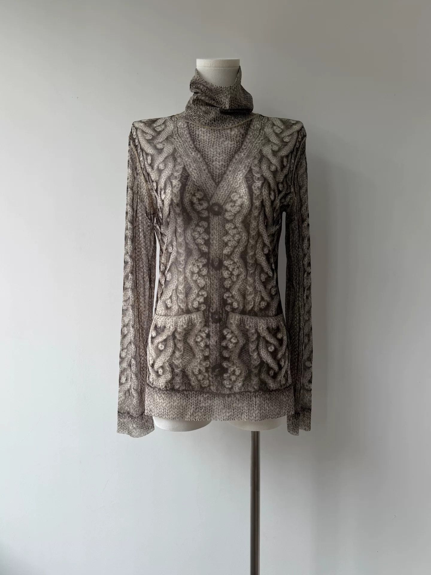 Jean Paul Gaultier Jean Paul Gaultier Sheer Knit High Collar Sweater Size L / US 10 / IT 46 - 2 Thumbnail