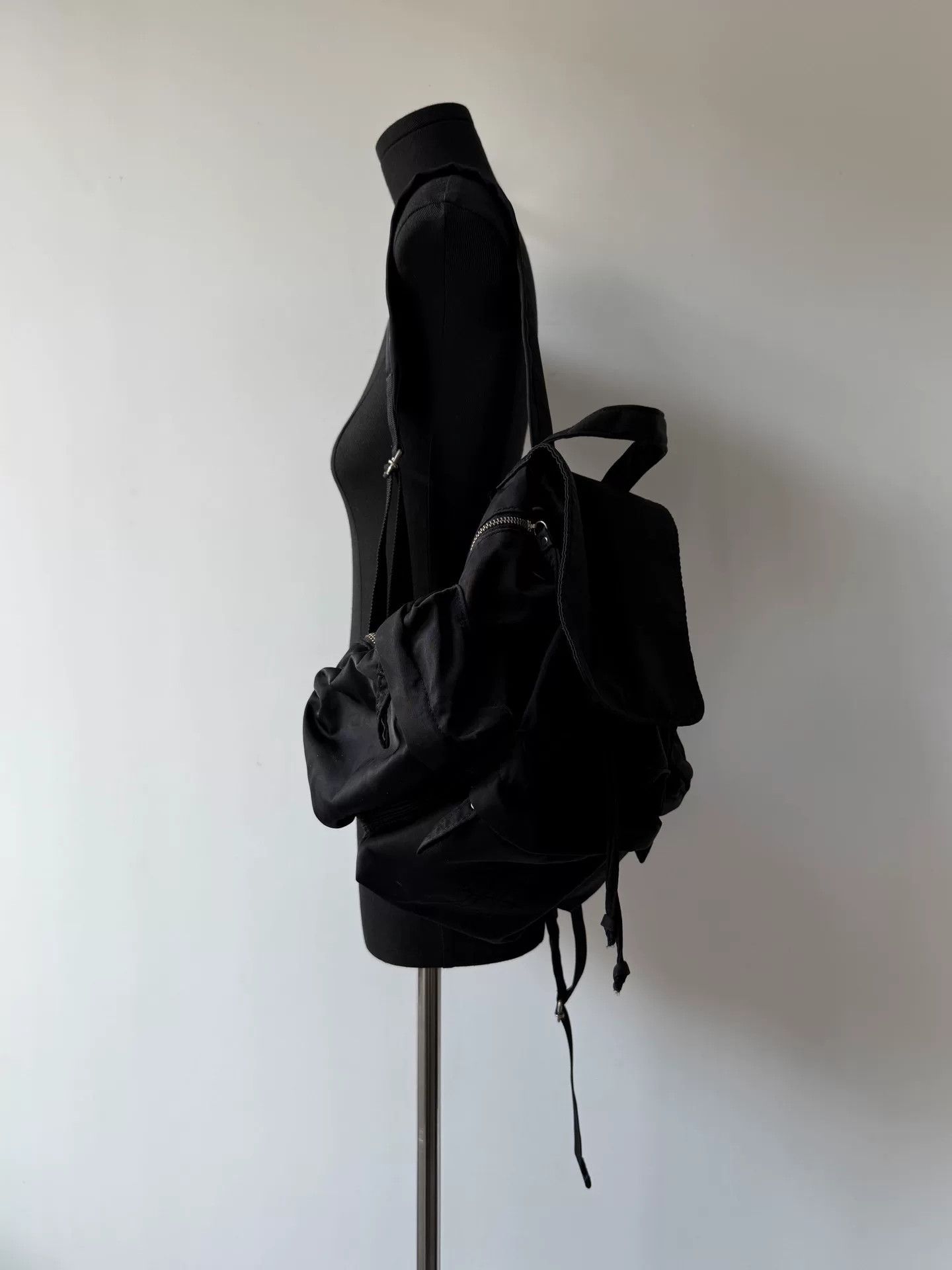 Jean Paul Gaultier Jean Paul Gaultier Black Parachute Backpack Size ONE SIZE - 2 Thumbnail