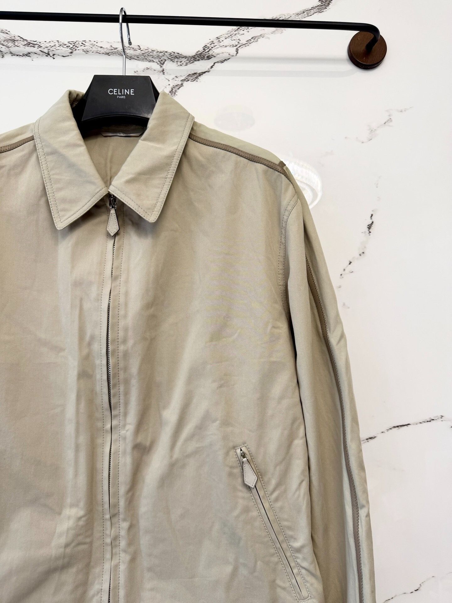 Hermes Hermès Khaki Color Leather Jacket Size US L / EU 52-54 / 3 - 2 Thumbnail