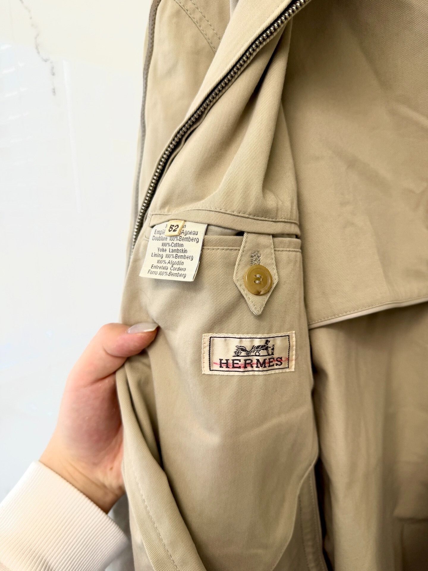 Hermes Hermès Khaki Color Leather Jacket Size US L / EU 52-54 / 3 - 5 Thumbnail