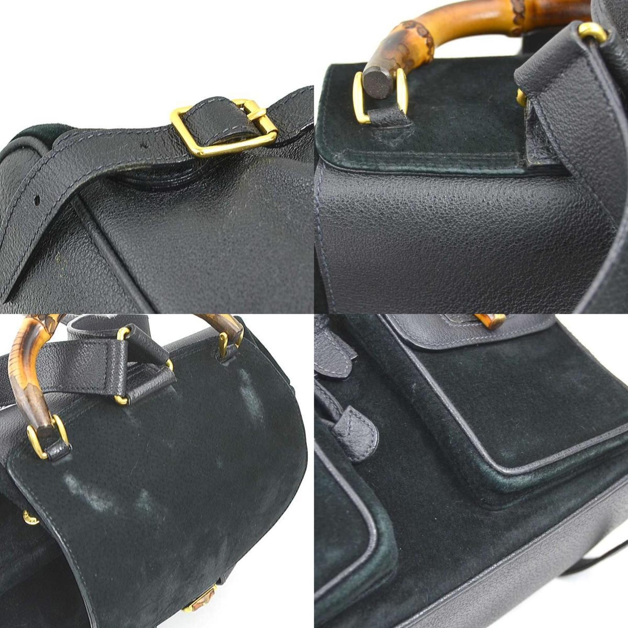 Gucci Gucci Bamboo Suede/Leather Backpack in Black and Gold, Women's, 8M0381 OZ8 e61315g Size ONE SIZE - 4 Thumbnail