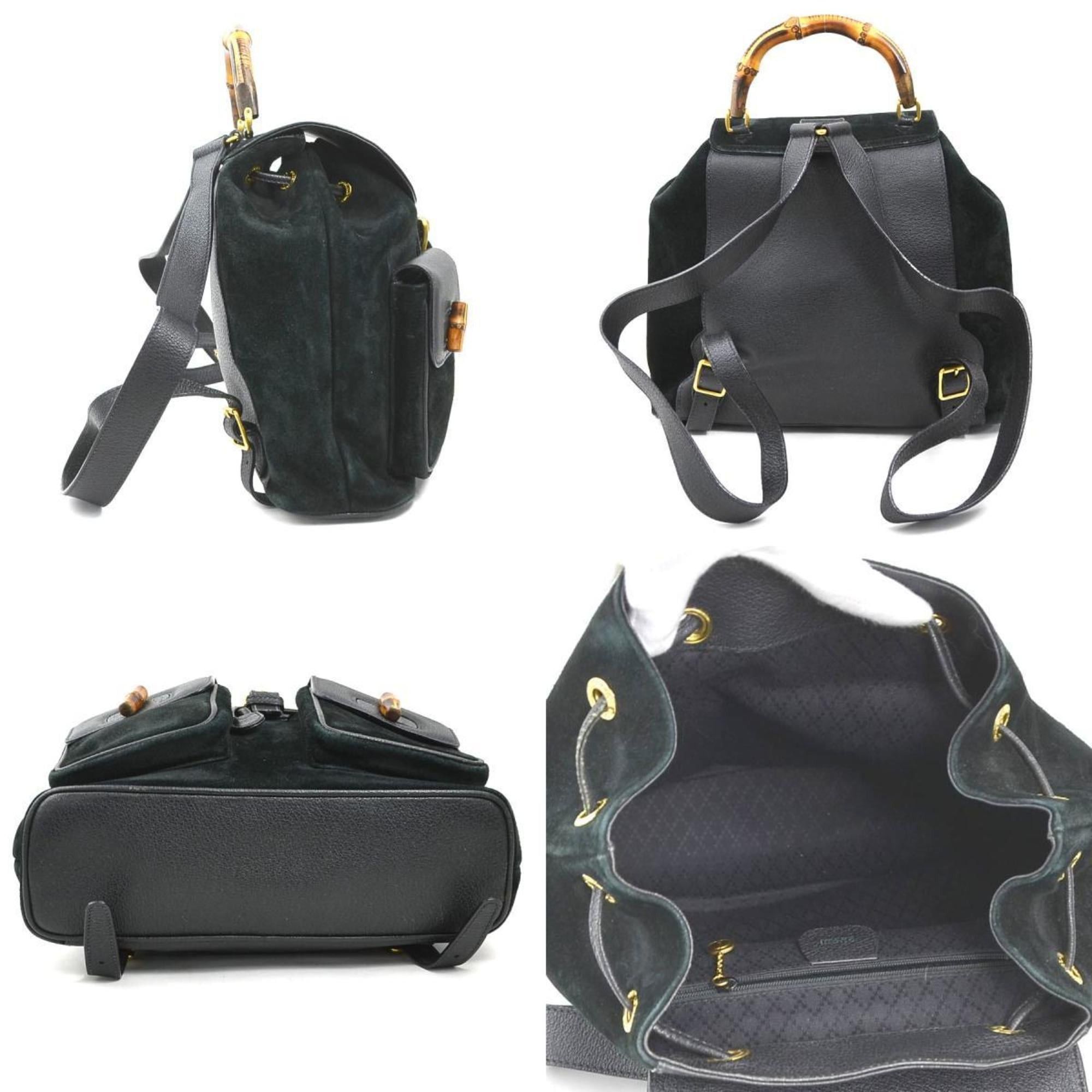Gucci Gucci Bamboo Suede/Leather Backpack in Black and Gold, Women's, 8M0381 OZ8 e61315g Size ONE SIZE - 2 Thumbnail