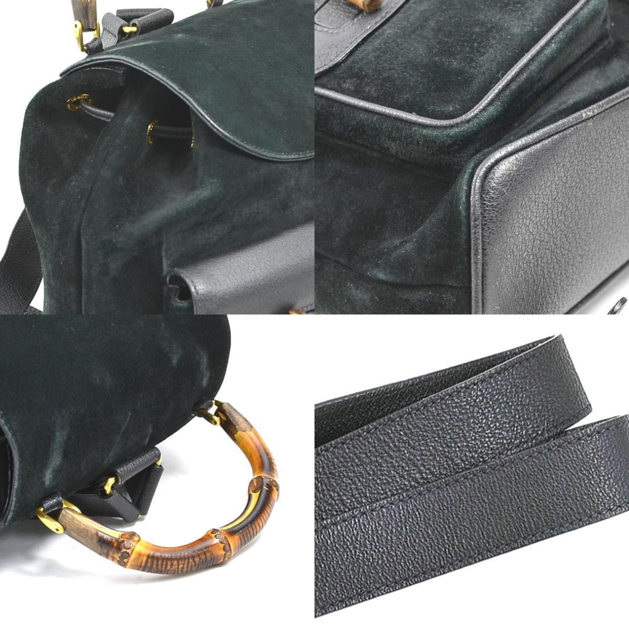 Gucci Gucci Bamboo Suede/Leather Backpack in Black and Gold, Women's, 8M0381 OZ8 e61315g Size ONE SIZE - 3 Thumbnail
