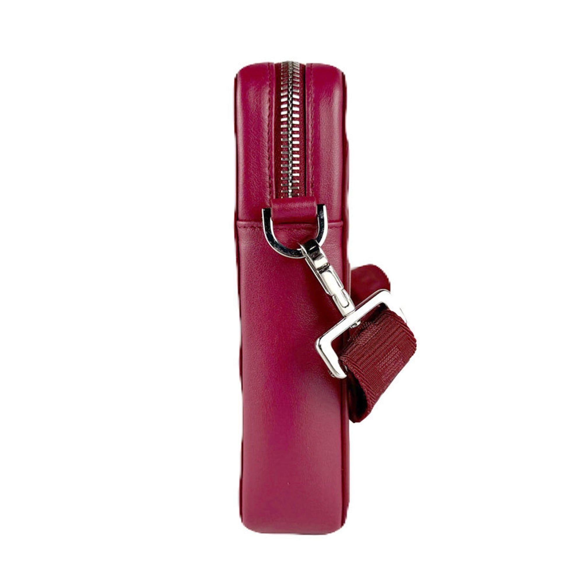 Dior Christian Dior Dior Men's Leather Shoulder Bag in Dark Red and Silver (z8339) Size ONE SIZE - 2 Thumbnail