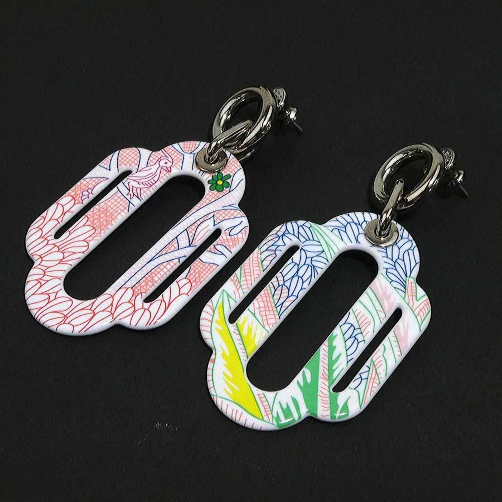 Hermes Hermes Hermès Attourage Earrings, Metal/Enamel, Silver/Multicolor, Women's, e61327a Size ONE SIZE - 3 Thumbnail