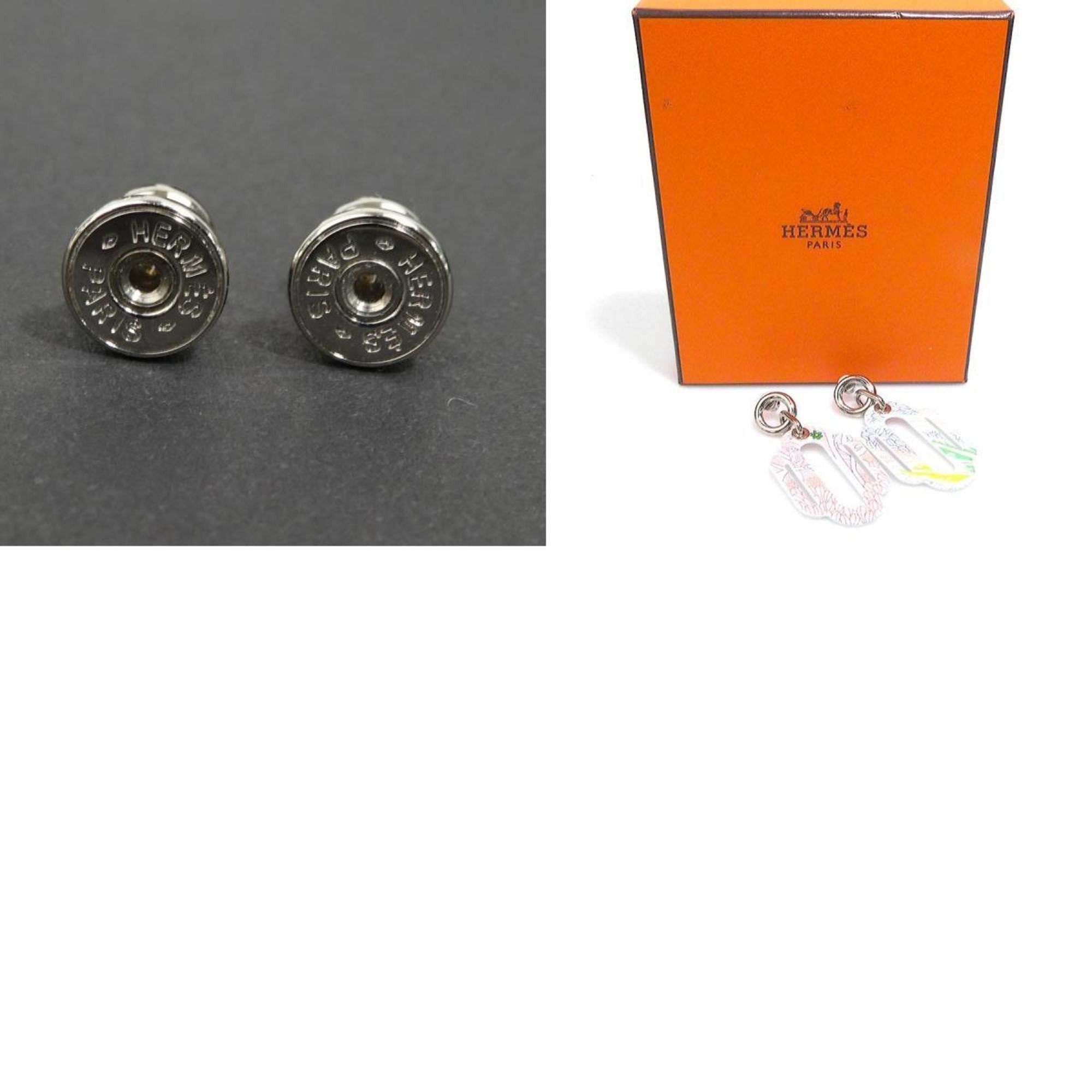 Hermes Hermes Hermès Attourage Earrings, Metal/Enamel, Silver/Multicolor, Women's, e61327a Size ONE SIZE - 5 Thumbnail