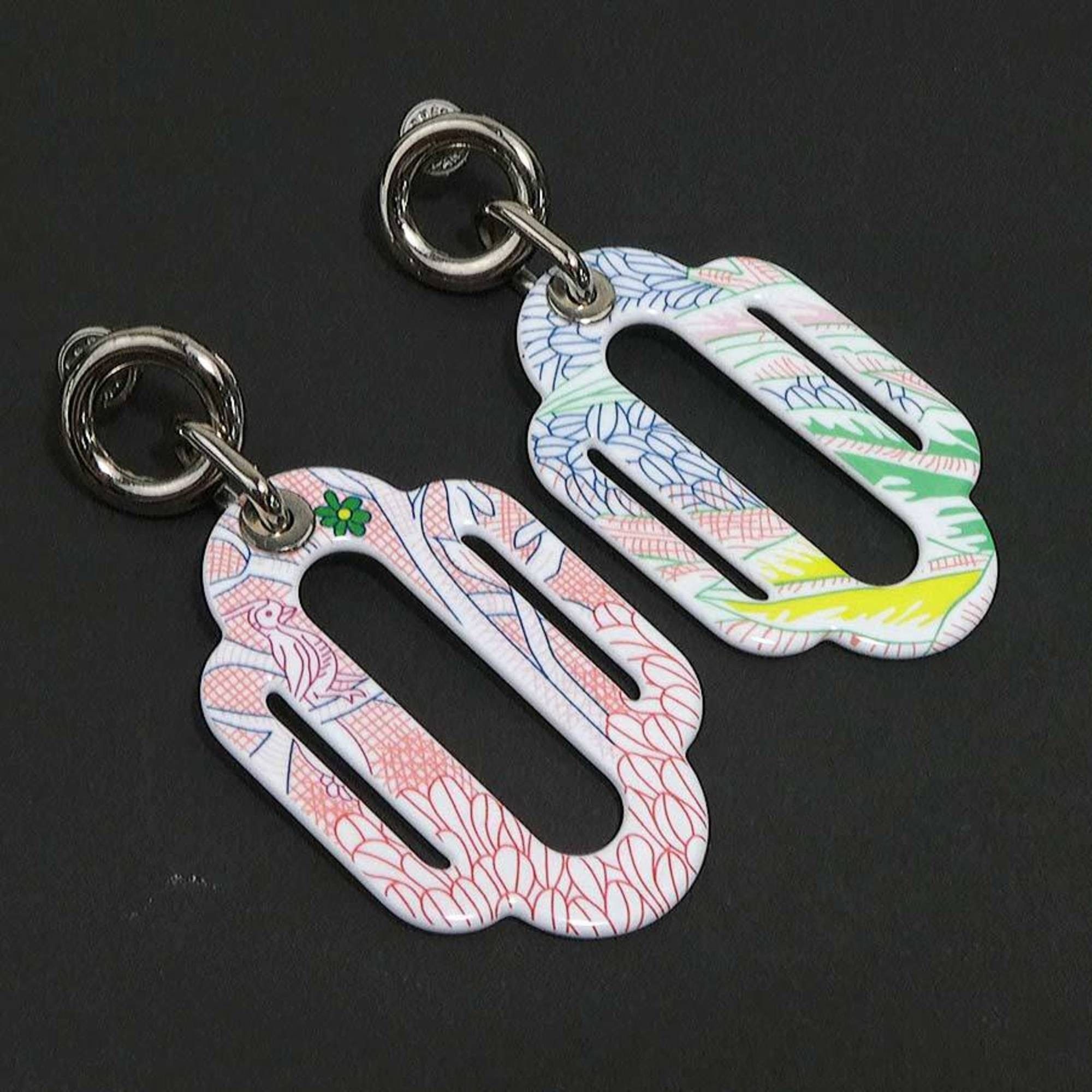 Hermes Hermes Hermès Attourage Earrings, Metal/Enamel, Silver/Multicolor, Women's, e61327a Size ONE SIZE - 2 Thumbnail