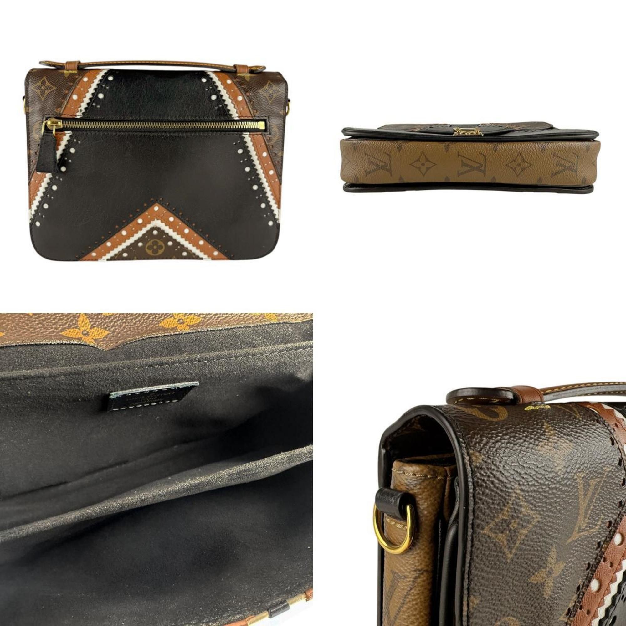 Louis Vuitton Louis Vuitton Monogram Metis MM Pochette Shoulder Bag in Leather/Monogram Canvas, Brown and Black, M43488 z8363 Size ONE SIZE - 3 Thumbnail