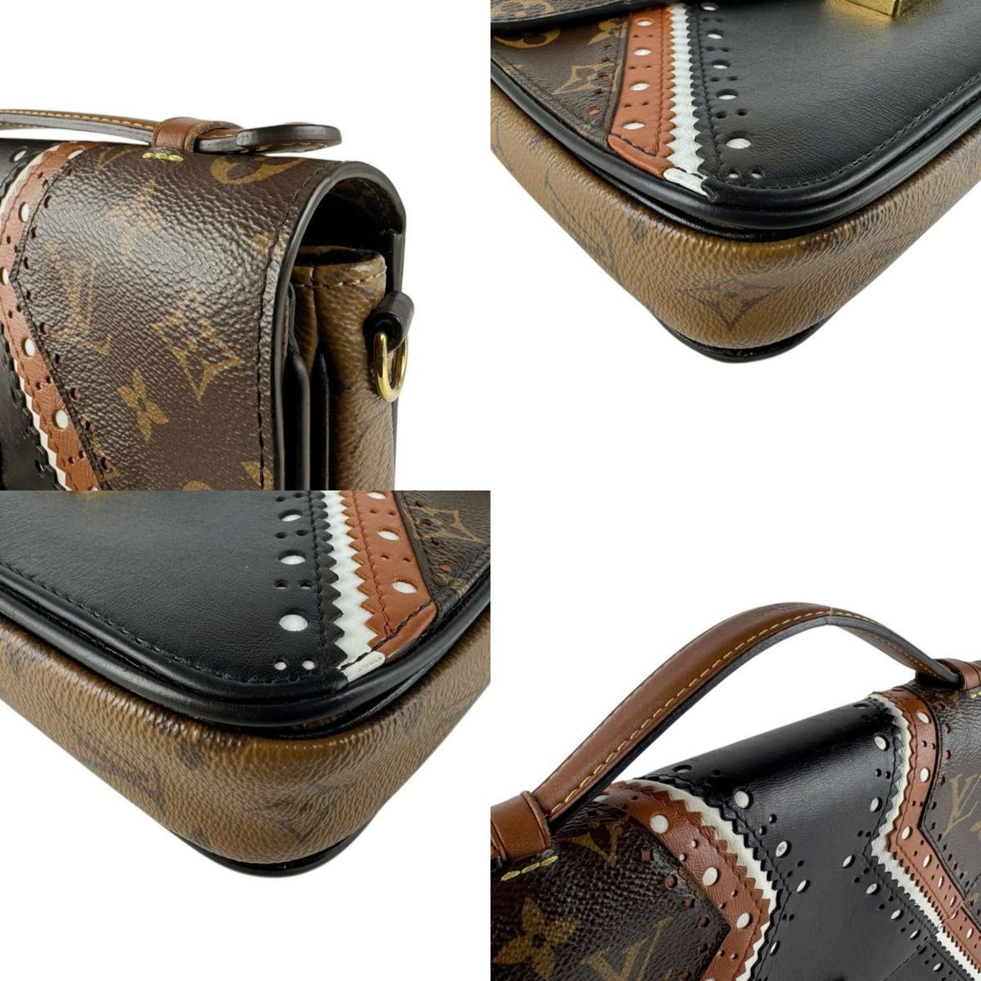 Louis Vuitton Louis Vuitton Monogram Metis MM Pochette Shoulder Bag in Leather/Monogram Canvas, Brown and Black, M43488 z8363 Size ONE SIZE - 4 Thumbnail