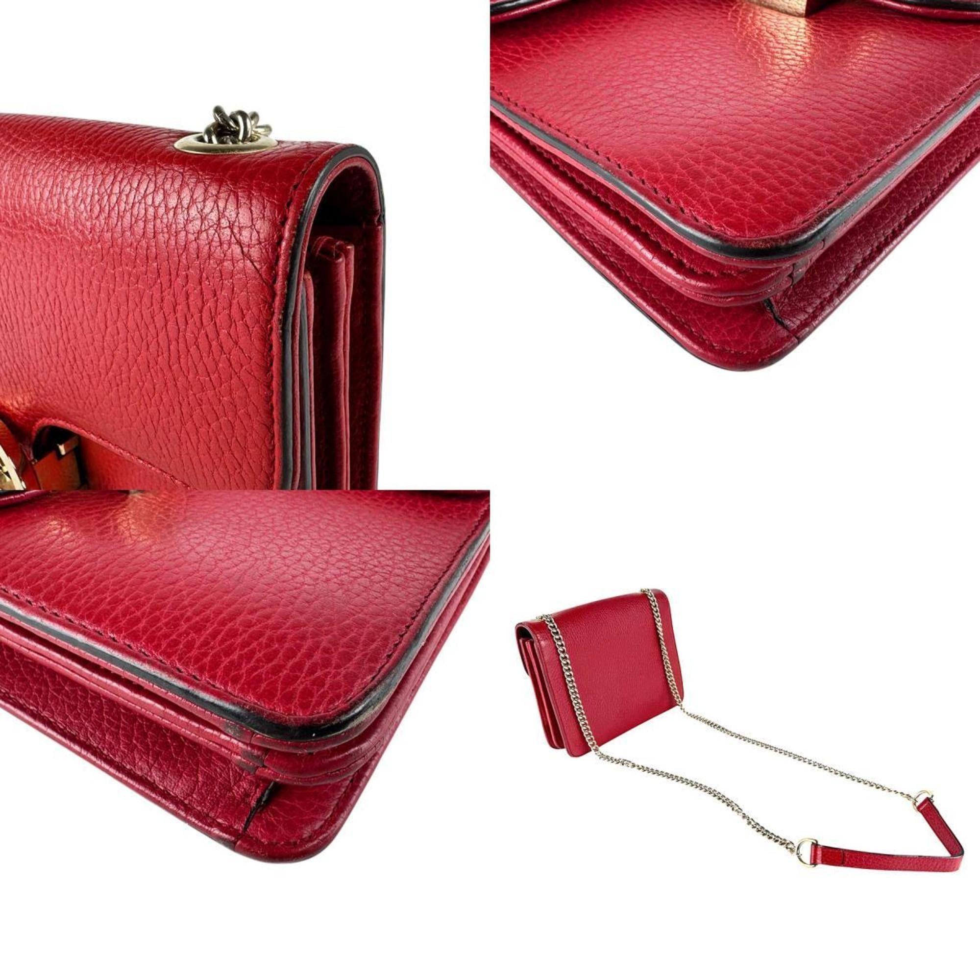 Gucci Gucci Interlocking G Leather Shoulder Bag, Red, Women's, 510304 z8373 Size ONE SIZE - 4 Thumbnail